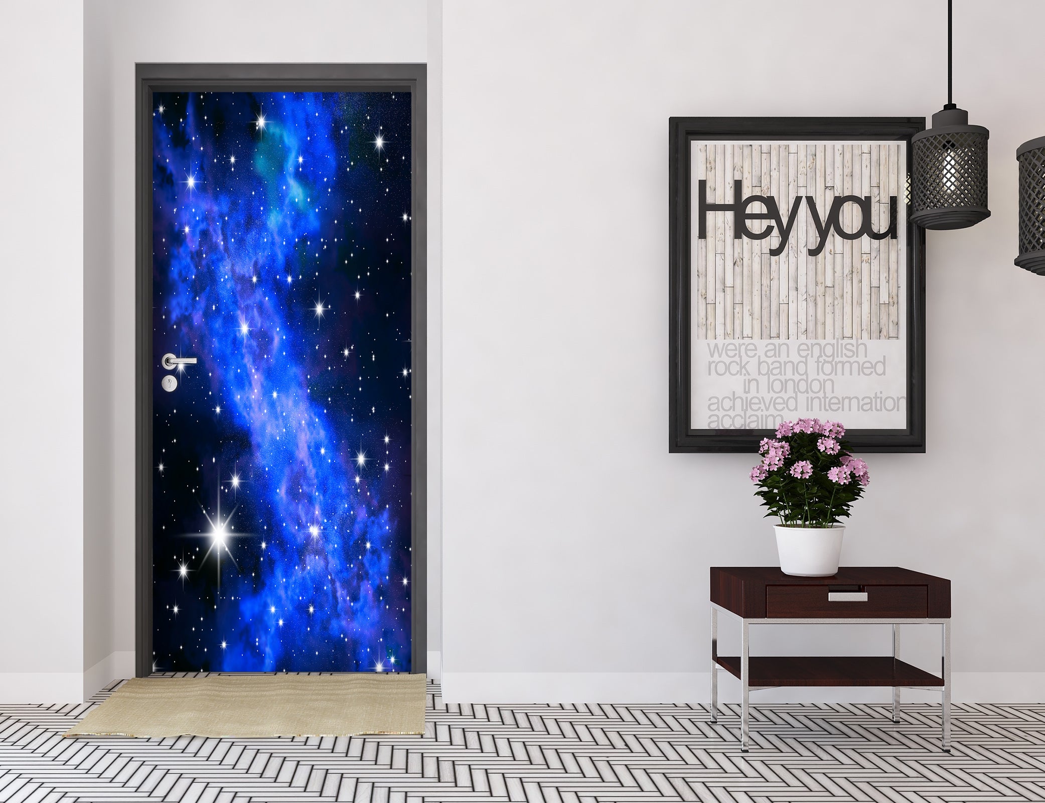 3D Blue Starry Sky 25072 Door Mural