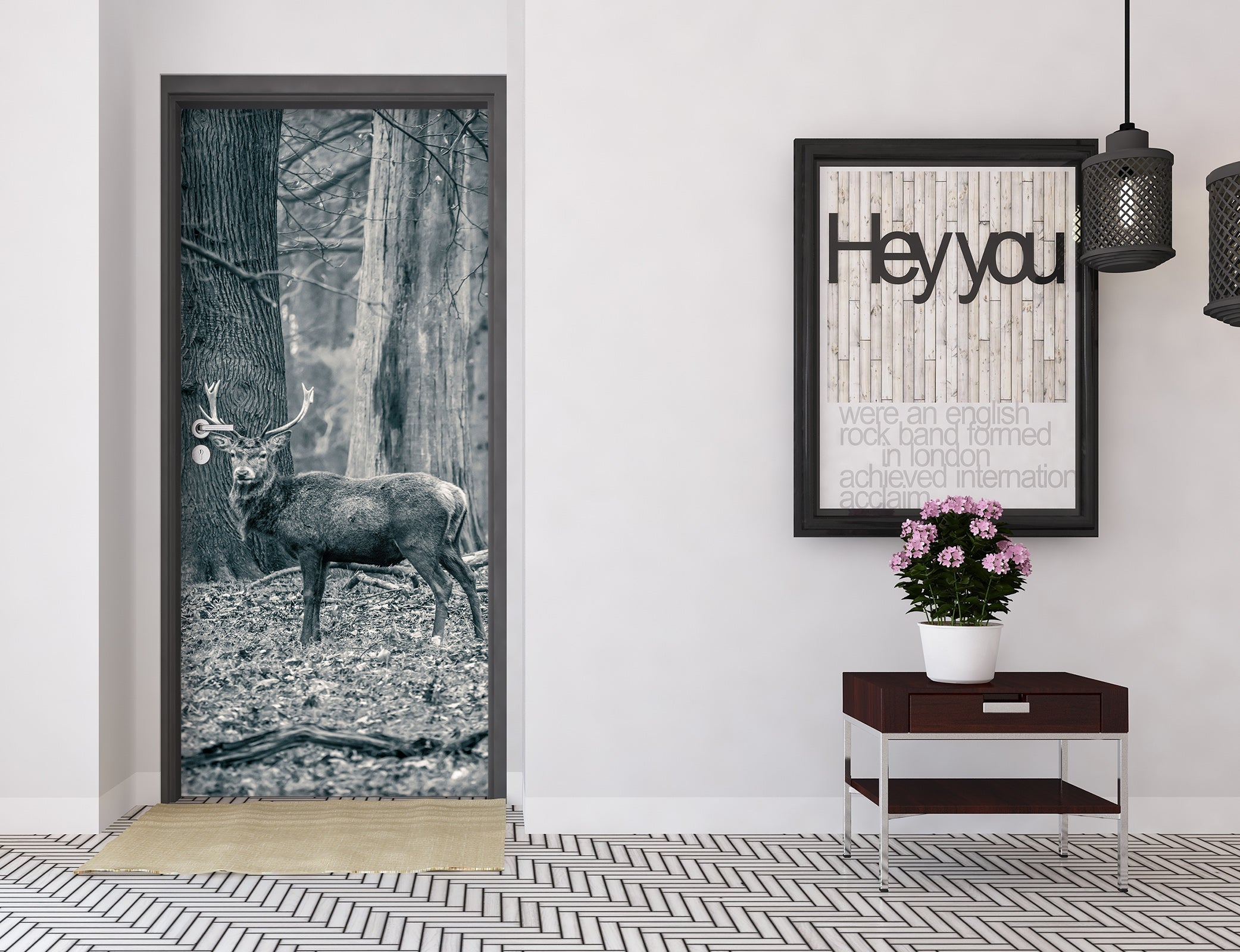 3D Tree Deer 106190 Assaf Frank Door Mural