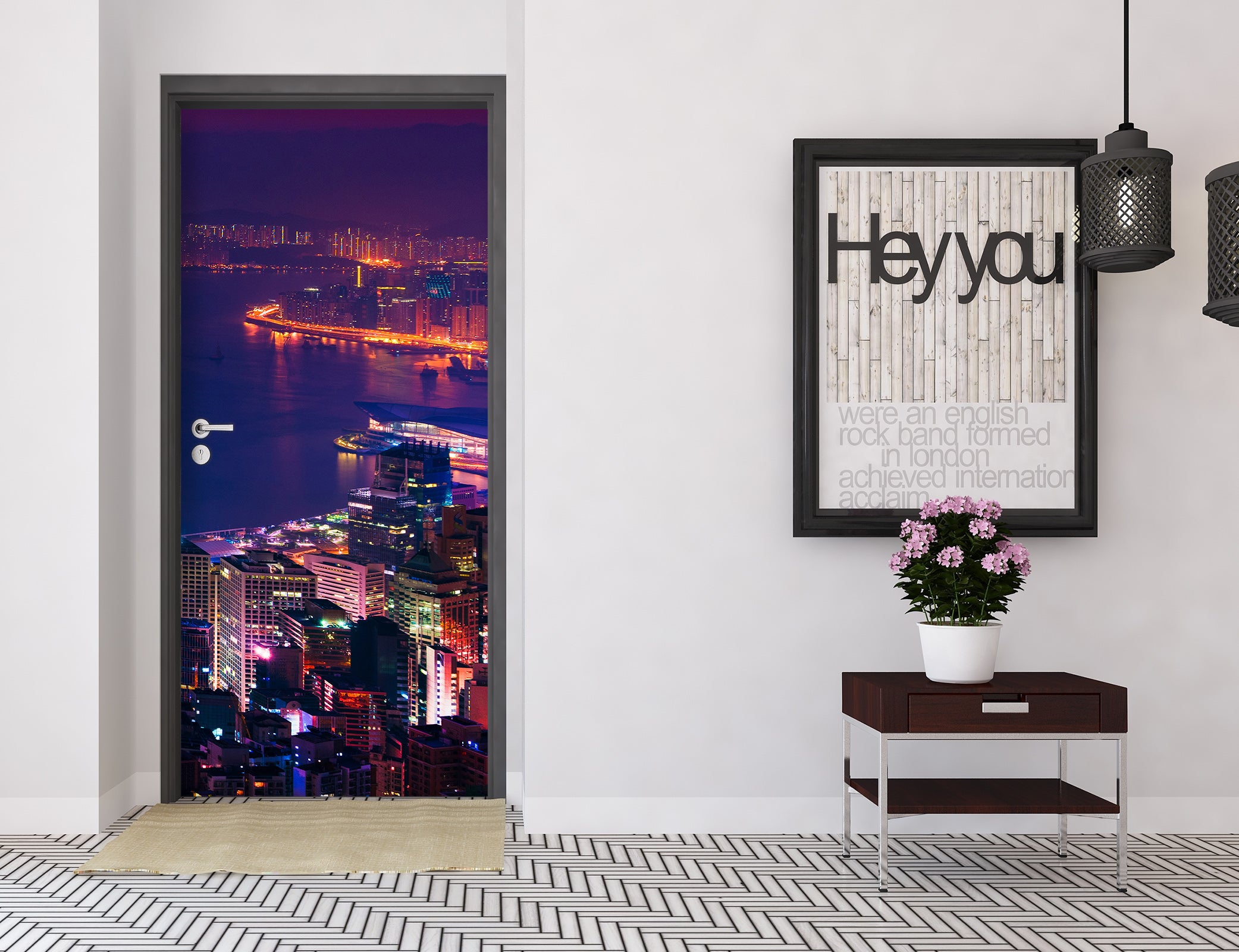 3D Colored Lights Building 119114 Marco Carmassi Door Mural
