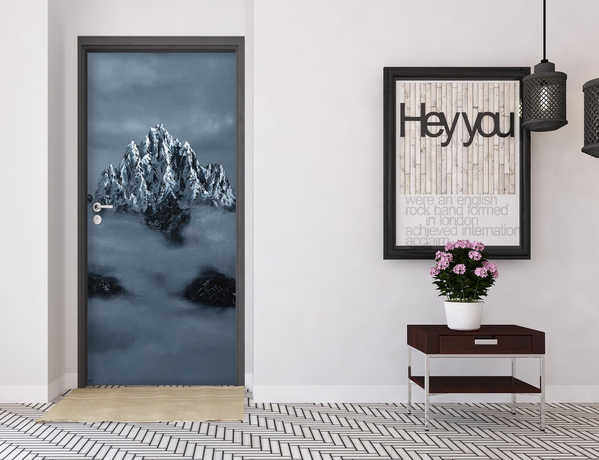 3D Darkness Snow Mountain 4634 Marina Zotova Door Mural