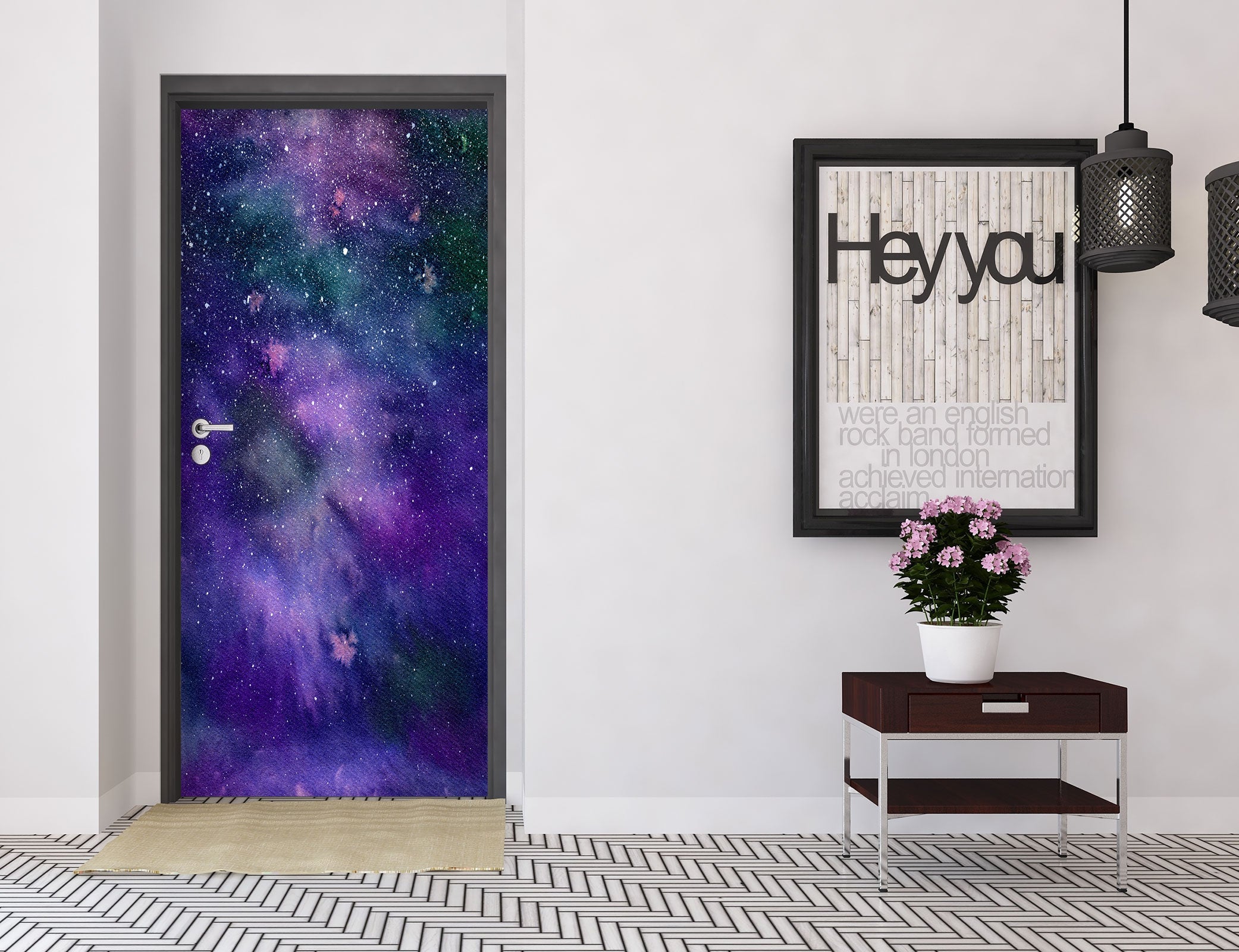 3D Purple Starry Sky 24114 Door Mural