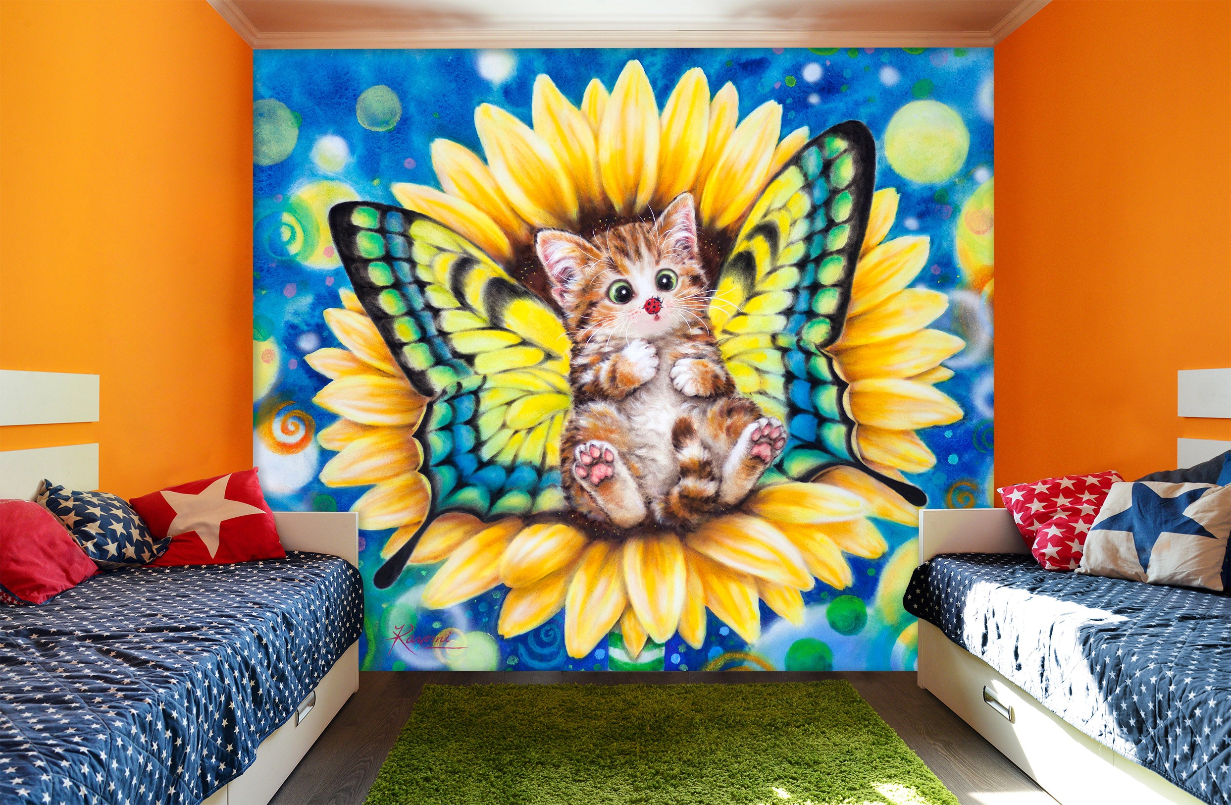 3D Butterfly Cat 5437 Kayomi Harai Wall Mural Wall Murals