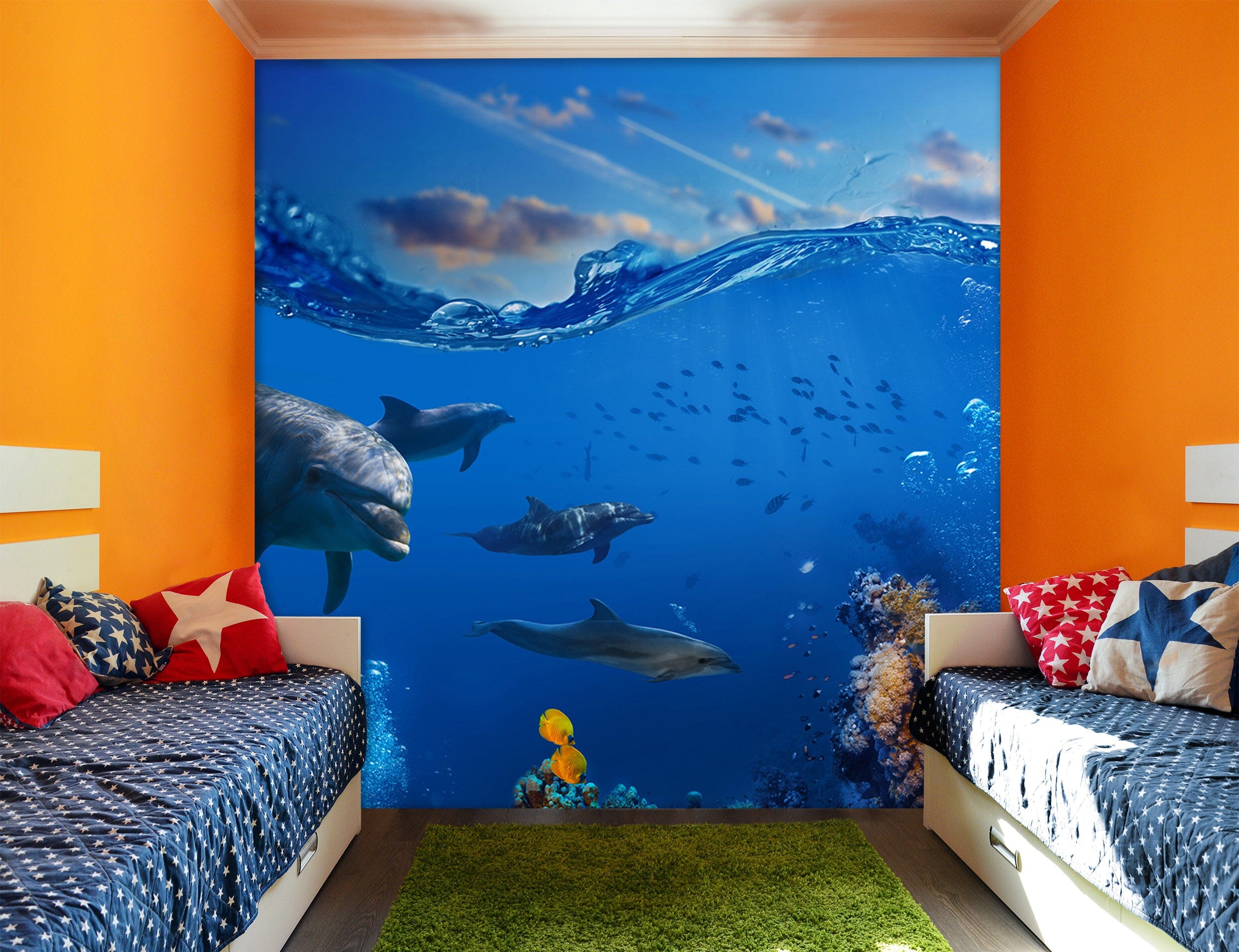 3D Dolphin Fish 238 Wall Murals Wallpaper AJ Wallpaper 2 