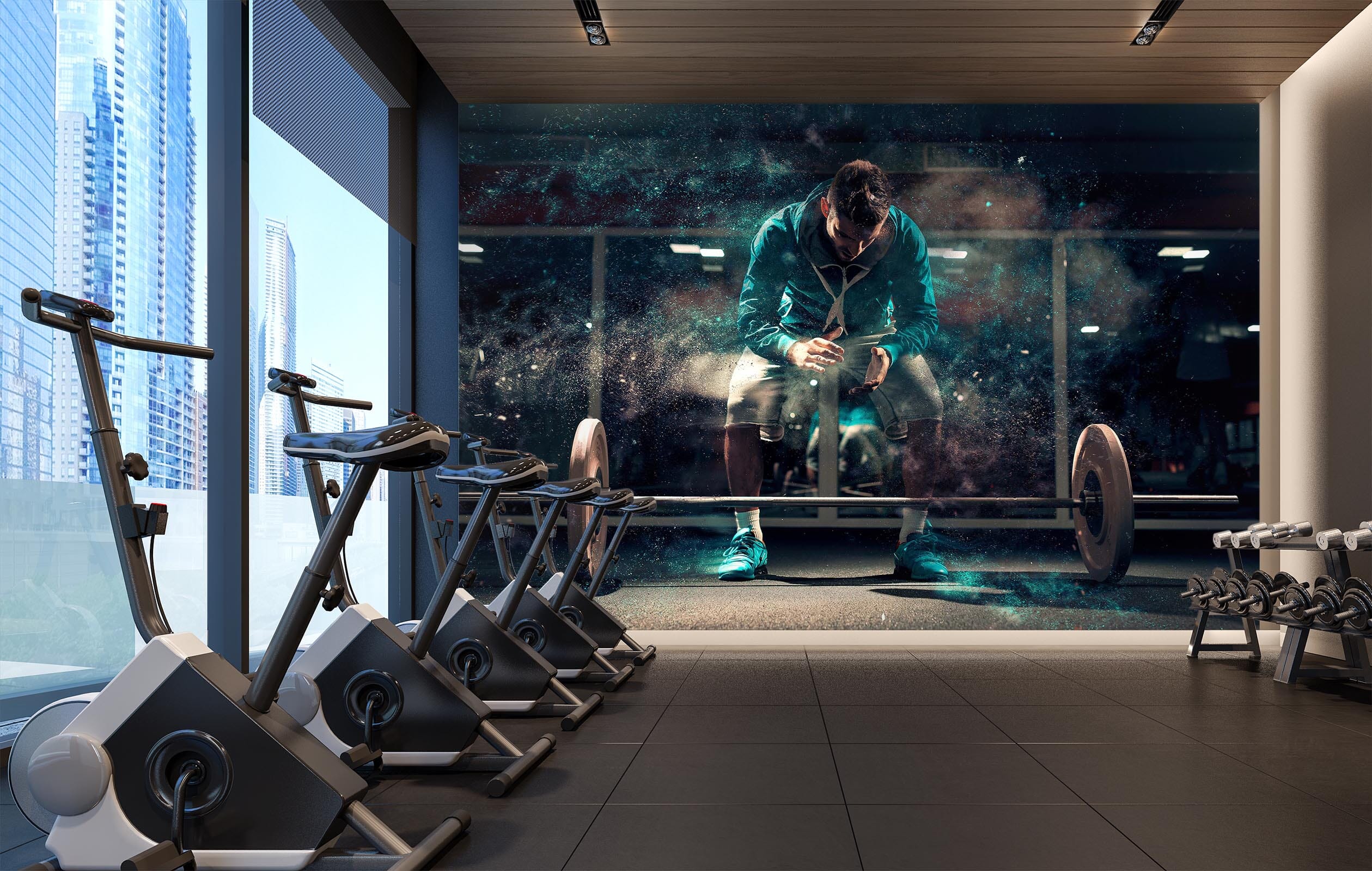 3D Fitness Squat 302 Wall Murals Wallpaper AJ Wallpaper 2 