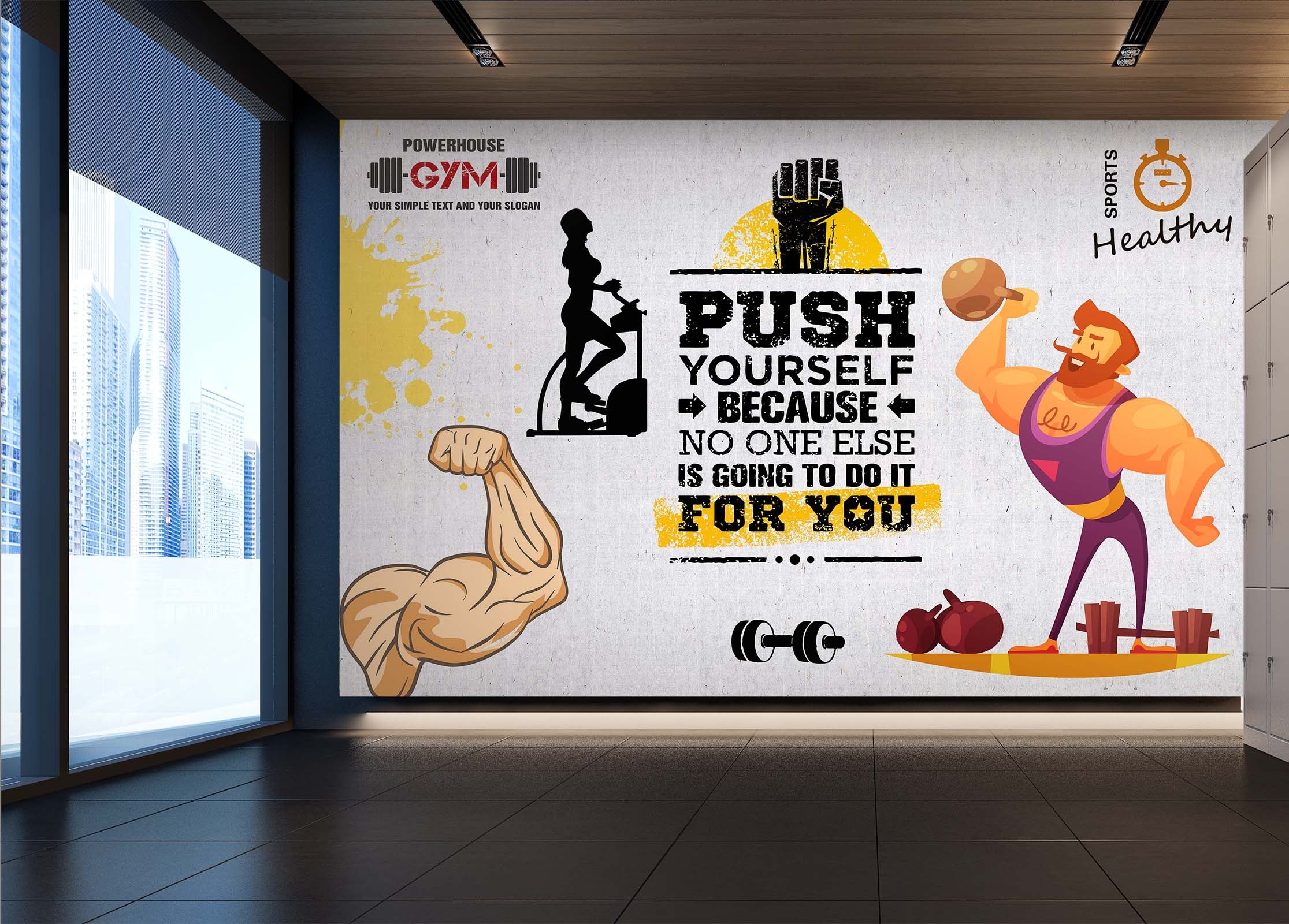 3D Fitness Equipment 049 Wall Murals Wallpaper AJ Wallpaper 2 