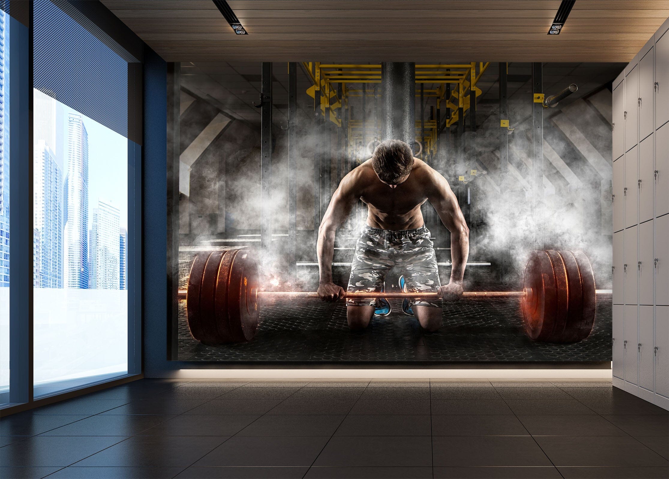 3D Barbell Squat 303 Wall Murals Wallpaper AJ Wallpaper 2 