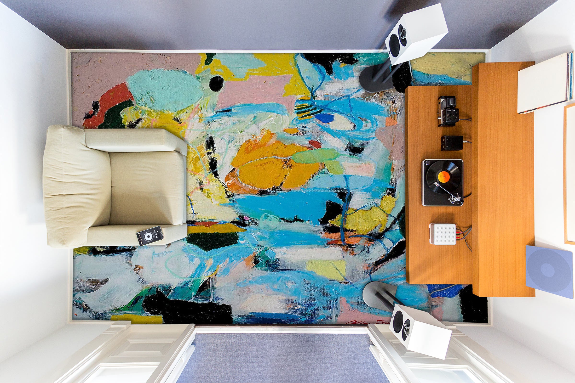 3D Blue Color Brush Paint 9550 Allan P. Friedlander Floor Mural