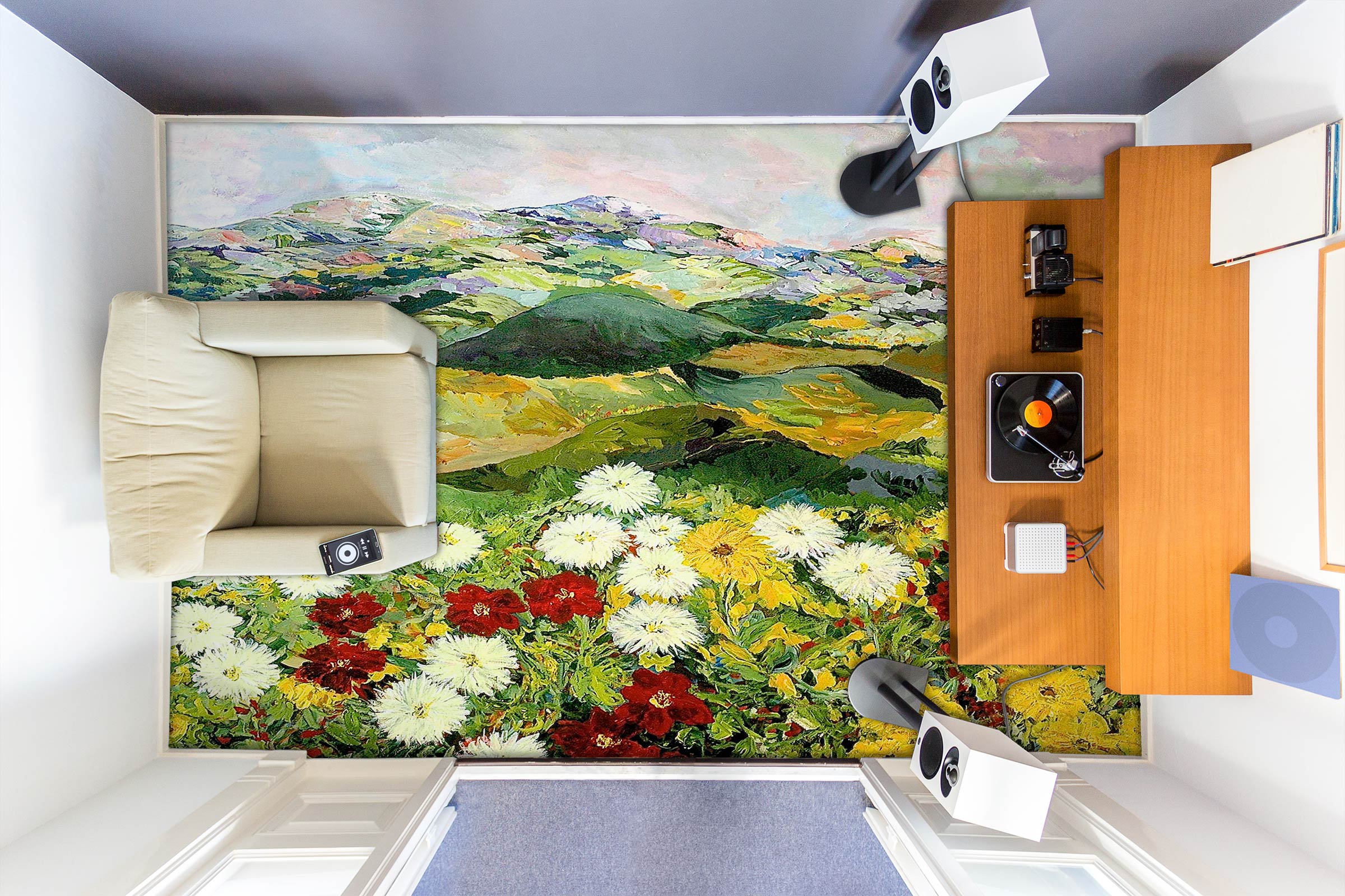 3D Hillside Flower Bush 9548 Allan P. Friedlander Floor Mural