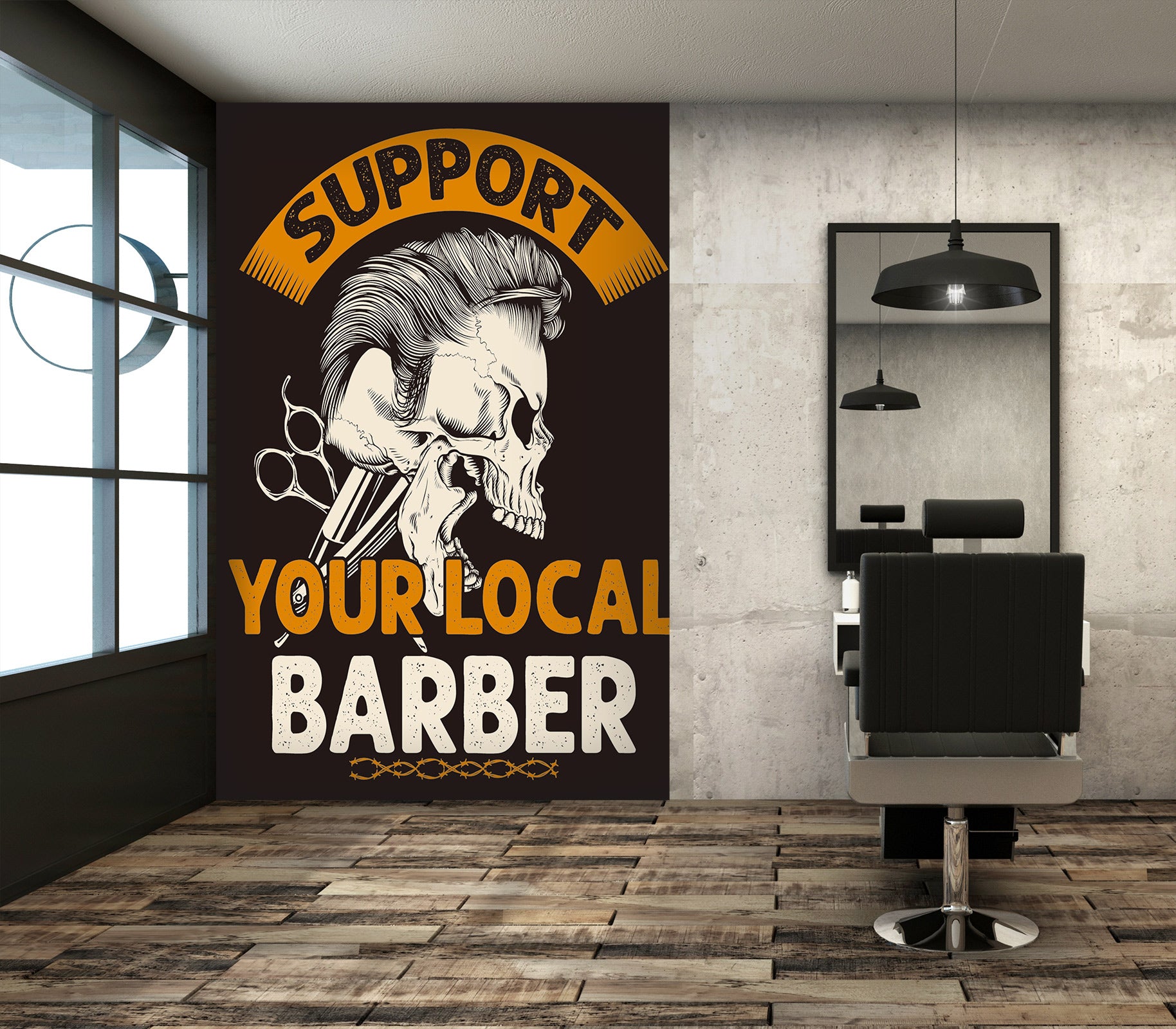3D Skull Hairstyle 115232 Barber Shop Wall Murals