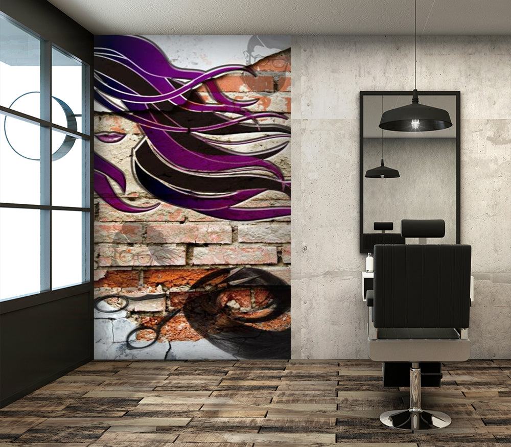 3D Long Purple Hair 1592 Wall Murals