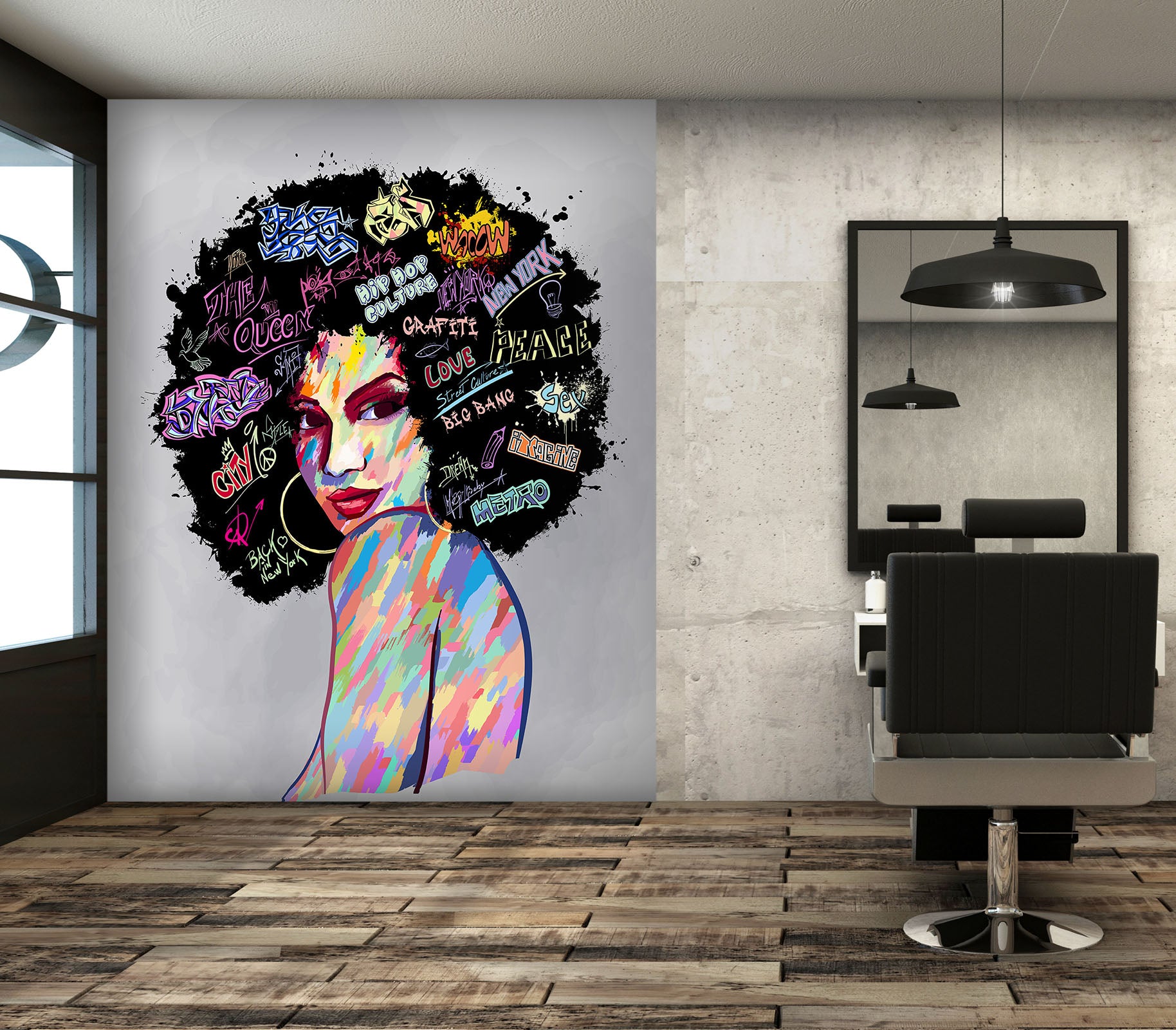 3D Girl Exploding Head 002 Wall Murals