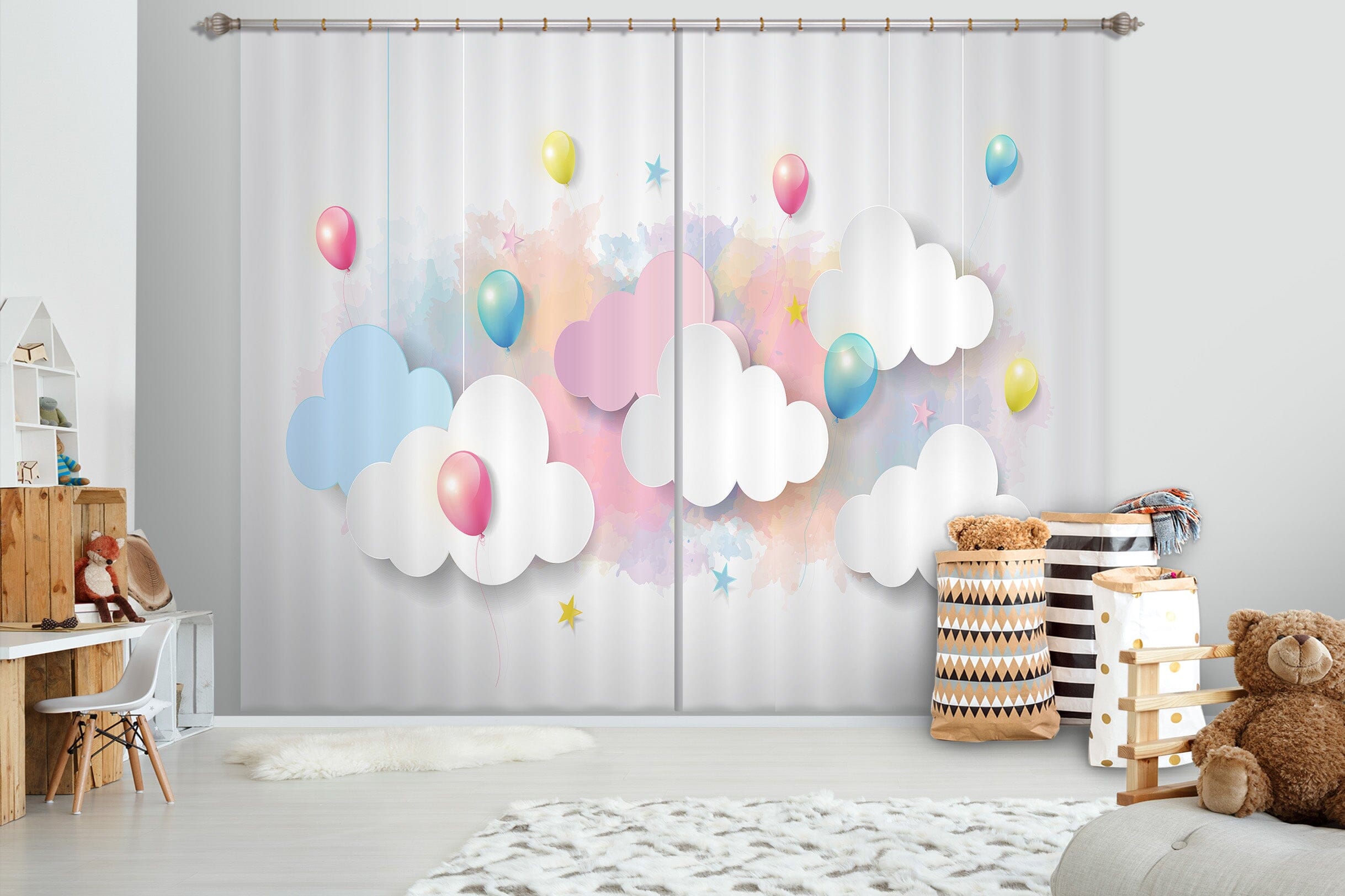 3D Cloud Balloon 780 Curtains Drapes Wallpaper AJ Wallpaper 