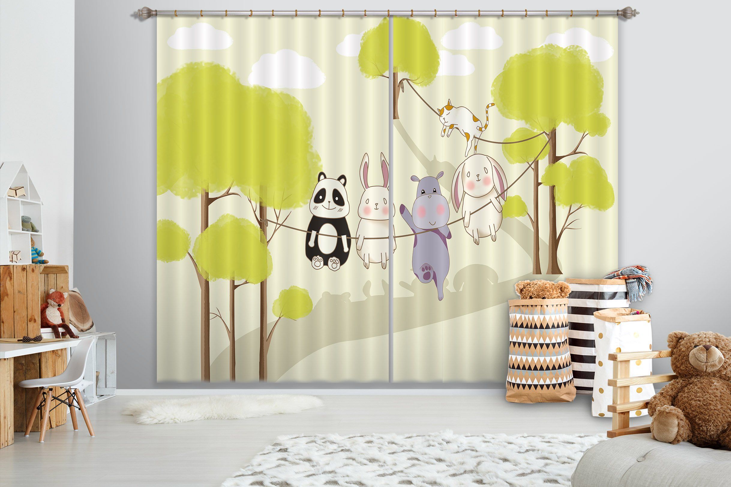 3D Animal Forest 733 Curtains Drapes Wallpaper AJ Wallpaper 