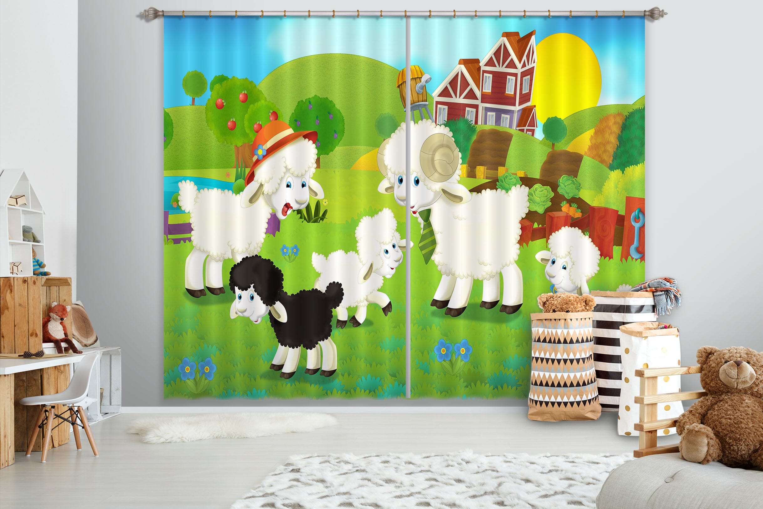 3D Cow Farm 713 Curtains Drapes Wallpaper AJ Wallpaper 