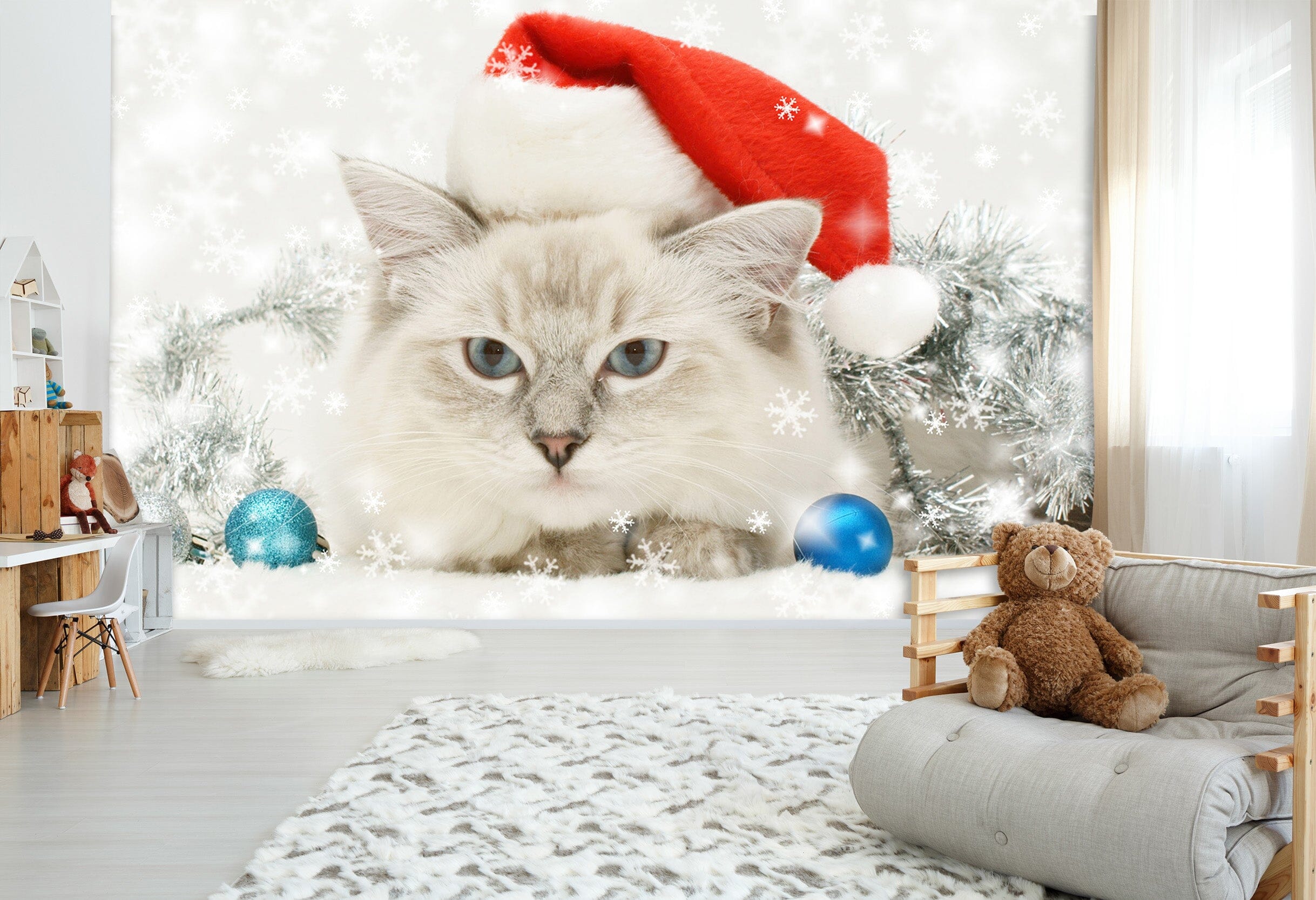 3D Kitten Snowflake 173 Wall Murals Wallpaper AJ Wallpaper 2 