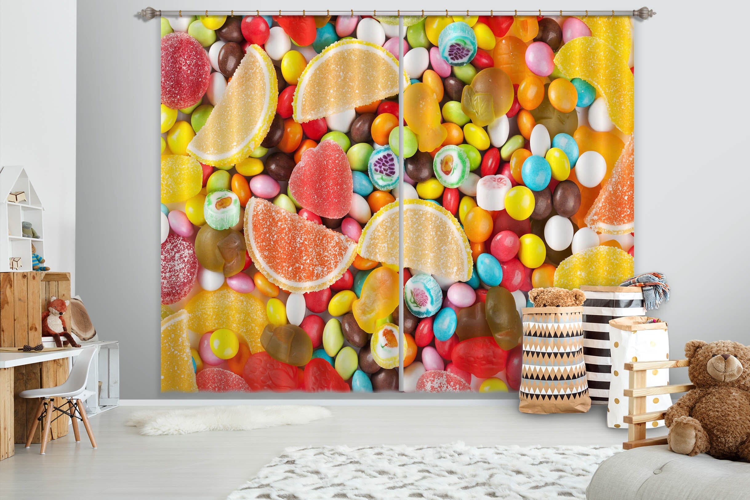 3D Colored Candy 704 Curtains Drapes Wallpaper AJ Wallpaper 