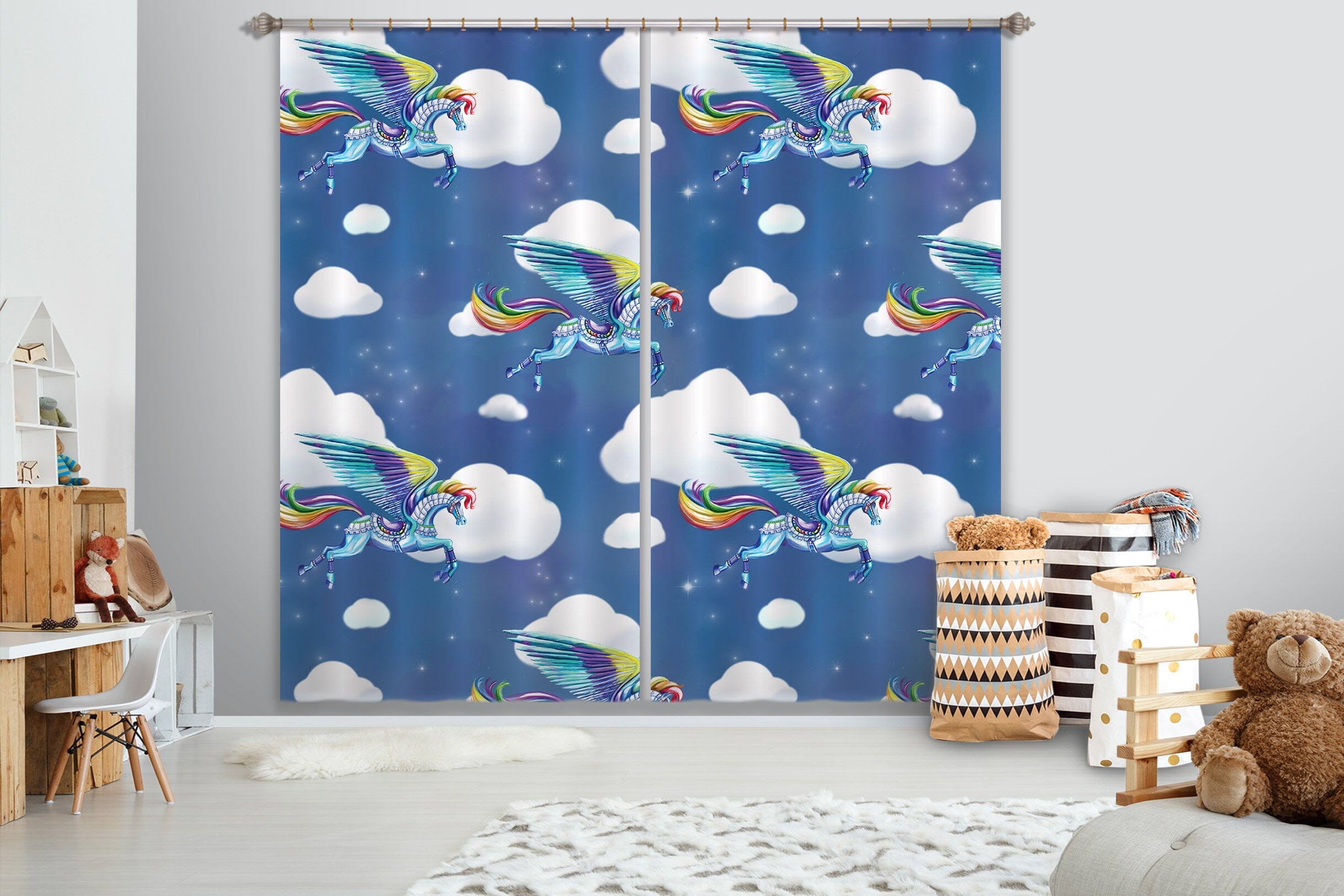 3D Pegasus 117 Rose Catherine Khan Curtain Curtains Drapes Curtains AJ Creativity Home 
