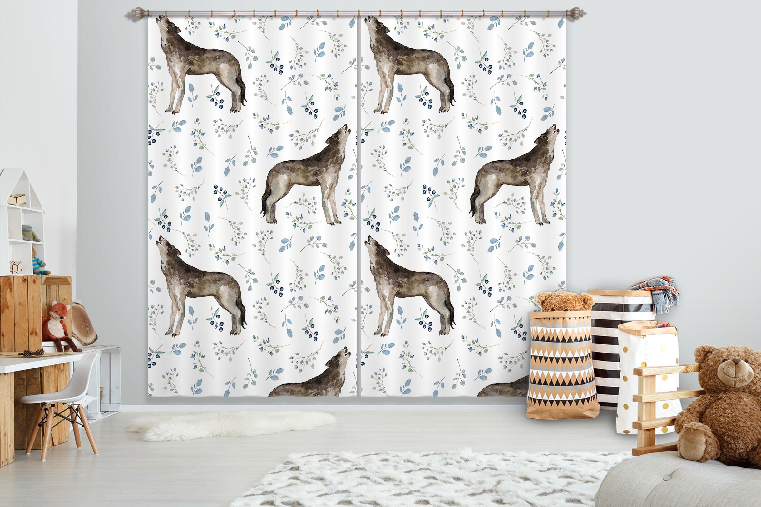 3D Wolf Roar 107 Uta Naumann Curtain Curtains Drapes Curtains AJ Creativity Home 
