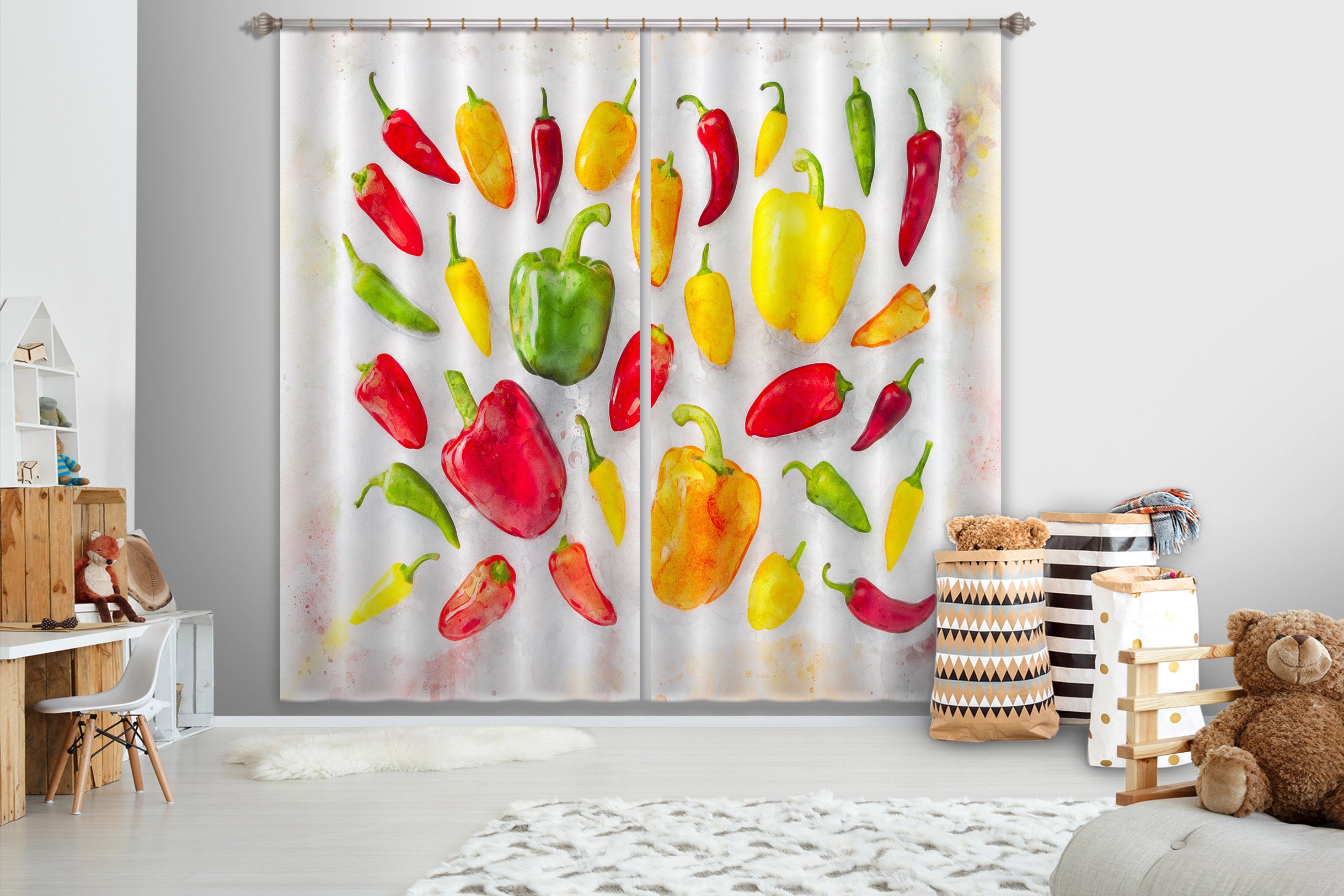 3D Red Pepper 025 Assaf Frank Curtain Curtains Drapes