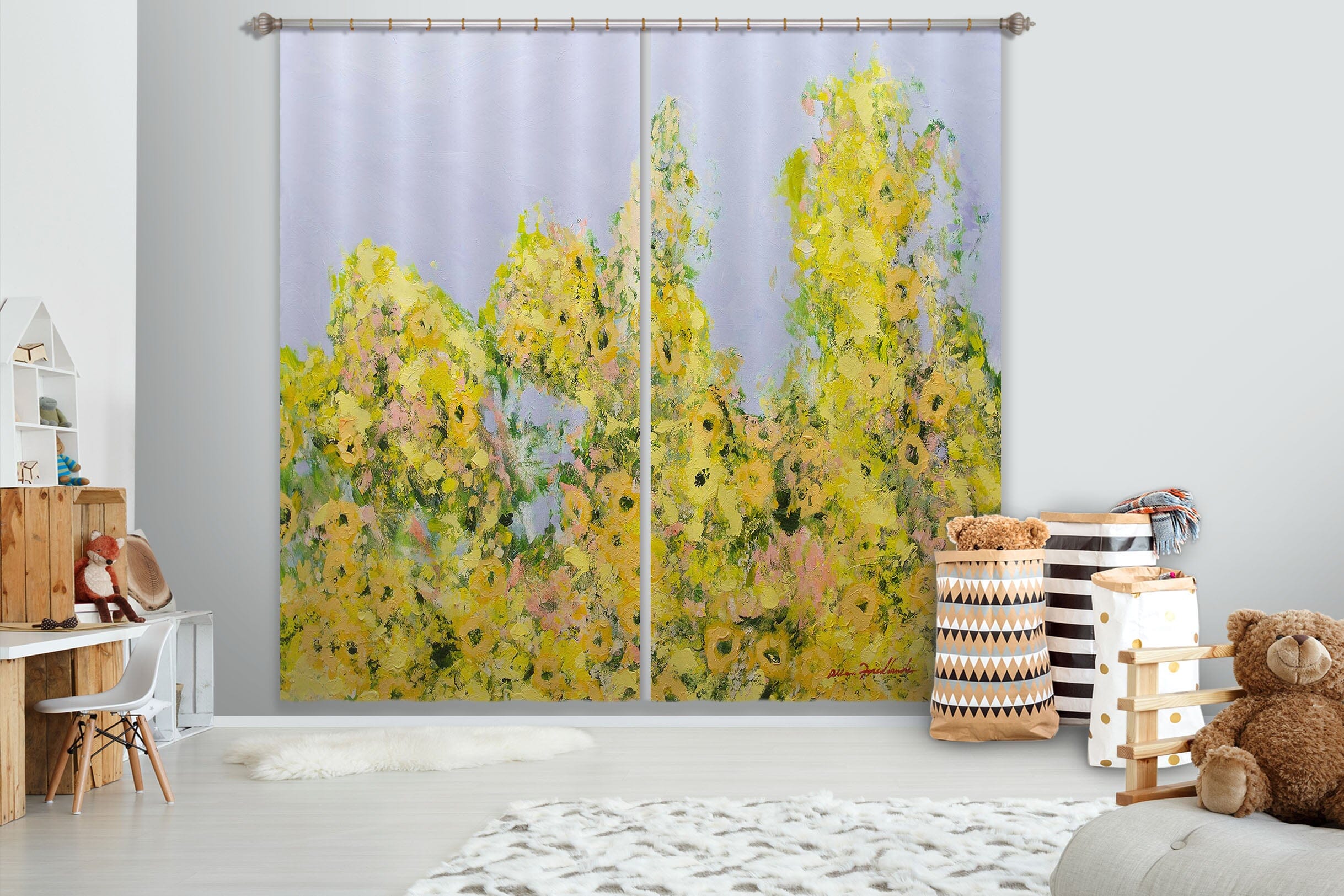 3D Canola Flower 268 Allan P. Friedlander Curtain Curtains Drapes Curtains AJ Creativity Home 