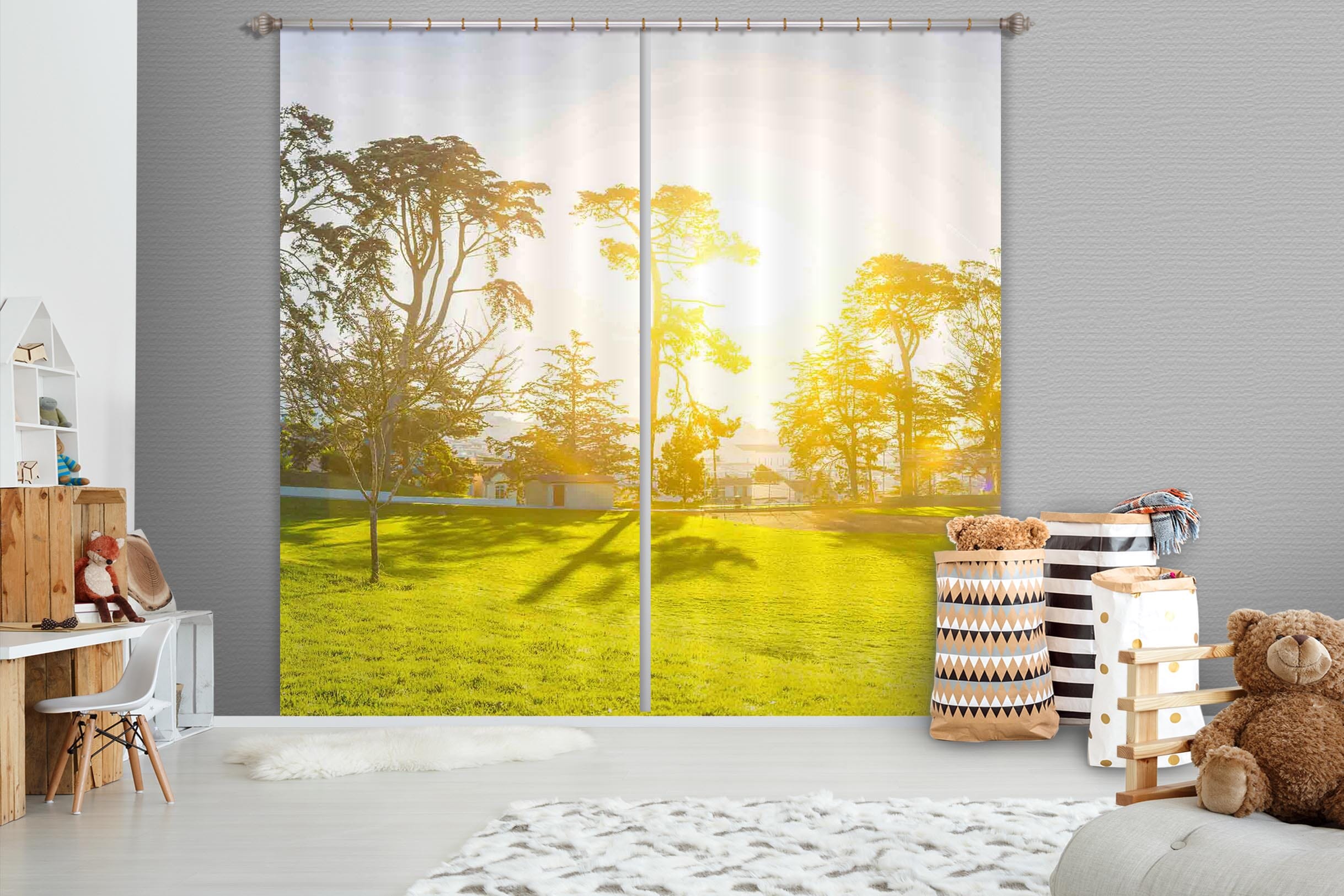 3D Sunny Meadow 865 Curtains Drapes Wallpaper AJ Wallpaper 