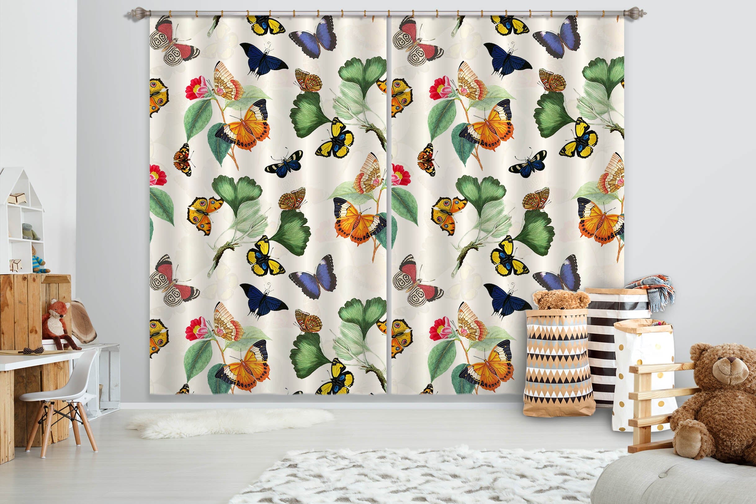 3D Painted Butterfly 143 Uta Naumann Curtain Curtains Drapes Curtains AJ Creativity Home 