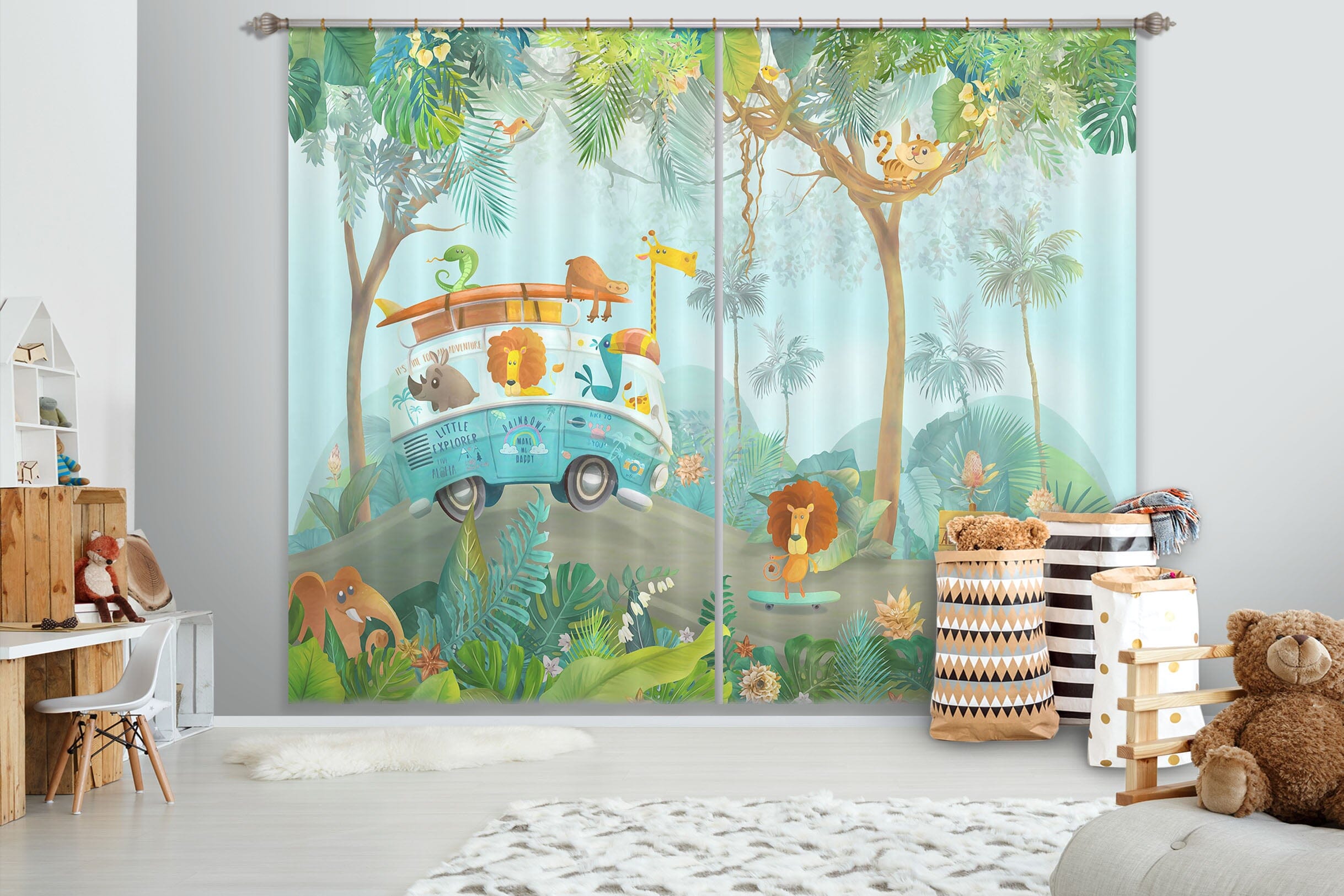 3D Forest Car 750 Curtains Drapes Wallpaper AJ Wallpaper 