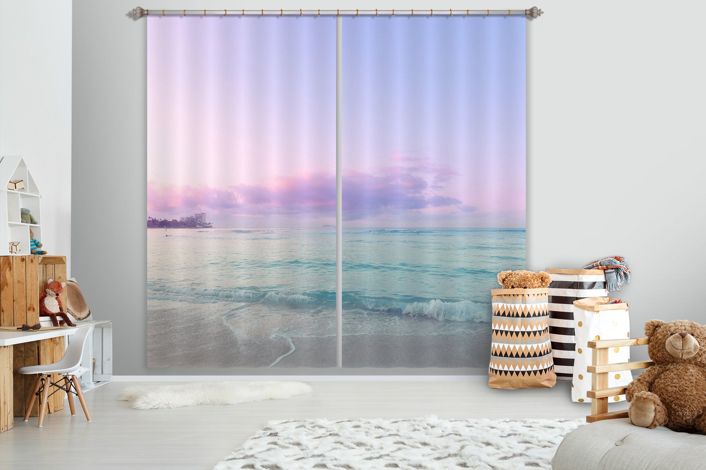 3D Beautiful Sea 045 Noirblanc777 Curtain Curtains Drapes Curtains AJ Creativity Home 