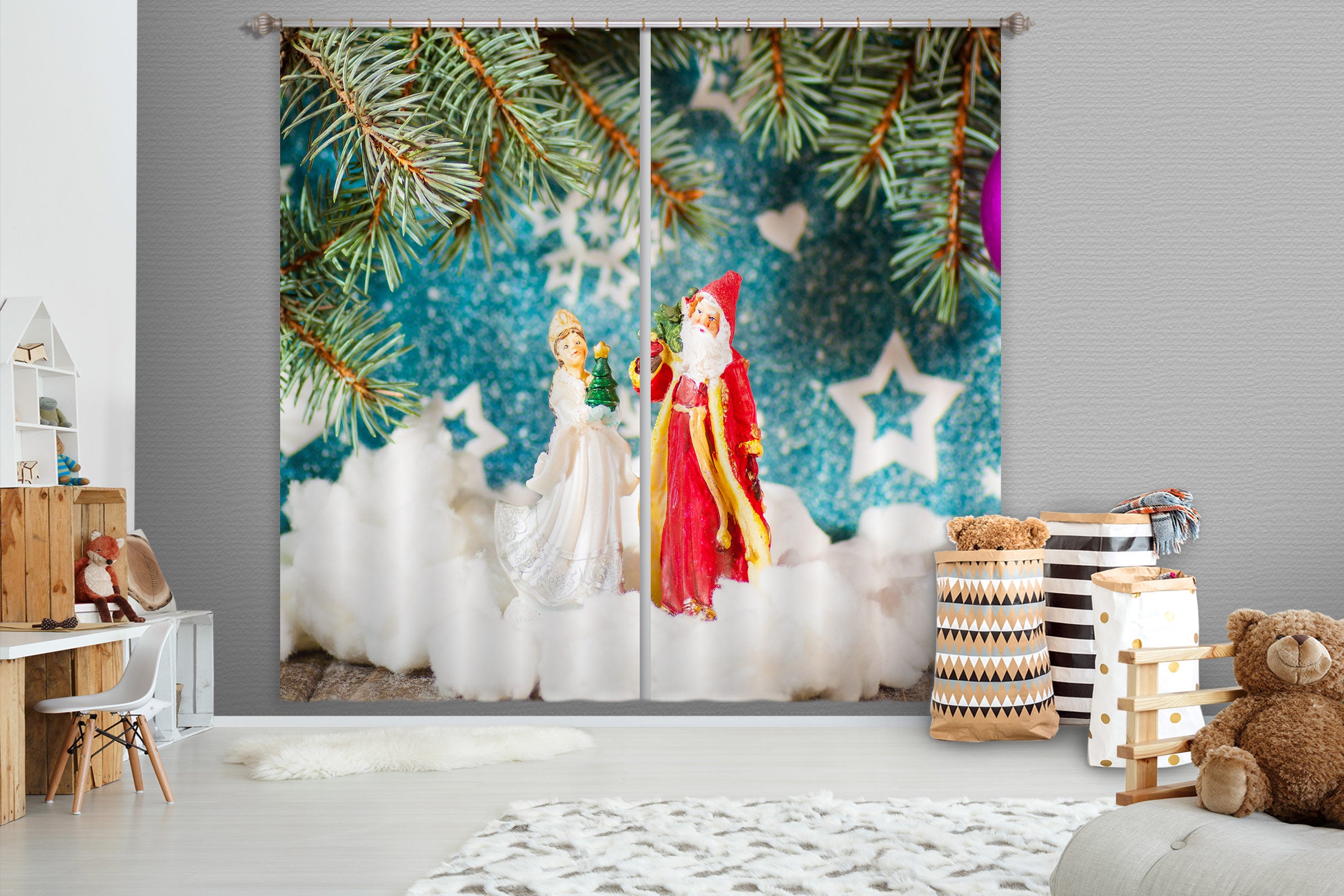 3D Santa Claus Ornaments 52061 Christmas Curtains Drapes Xmas