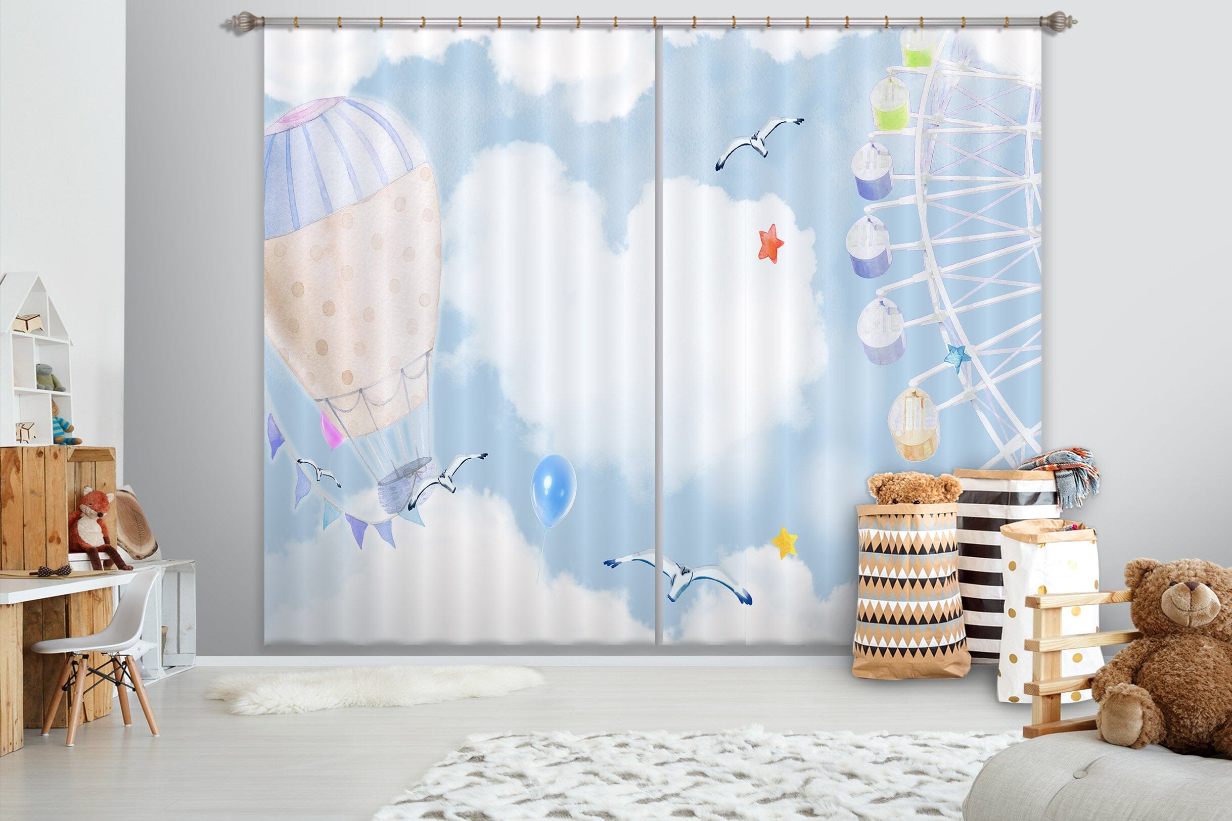 3D Color Ferris Wheel 746 Curtains Drapes Wallpaper AJ Wallpaper 