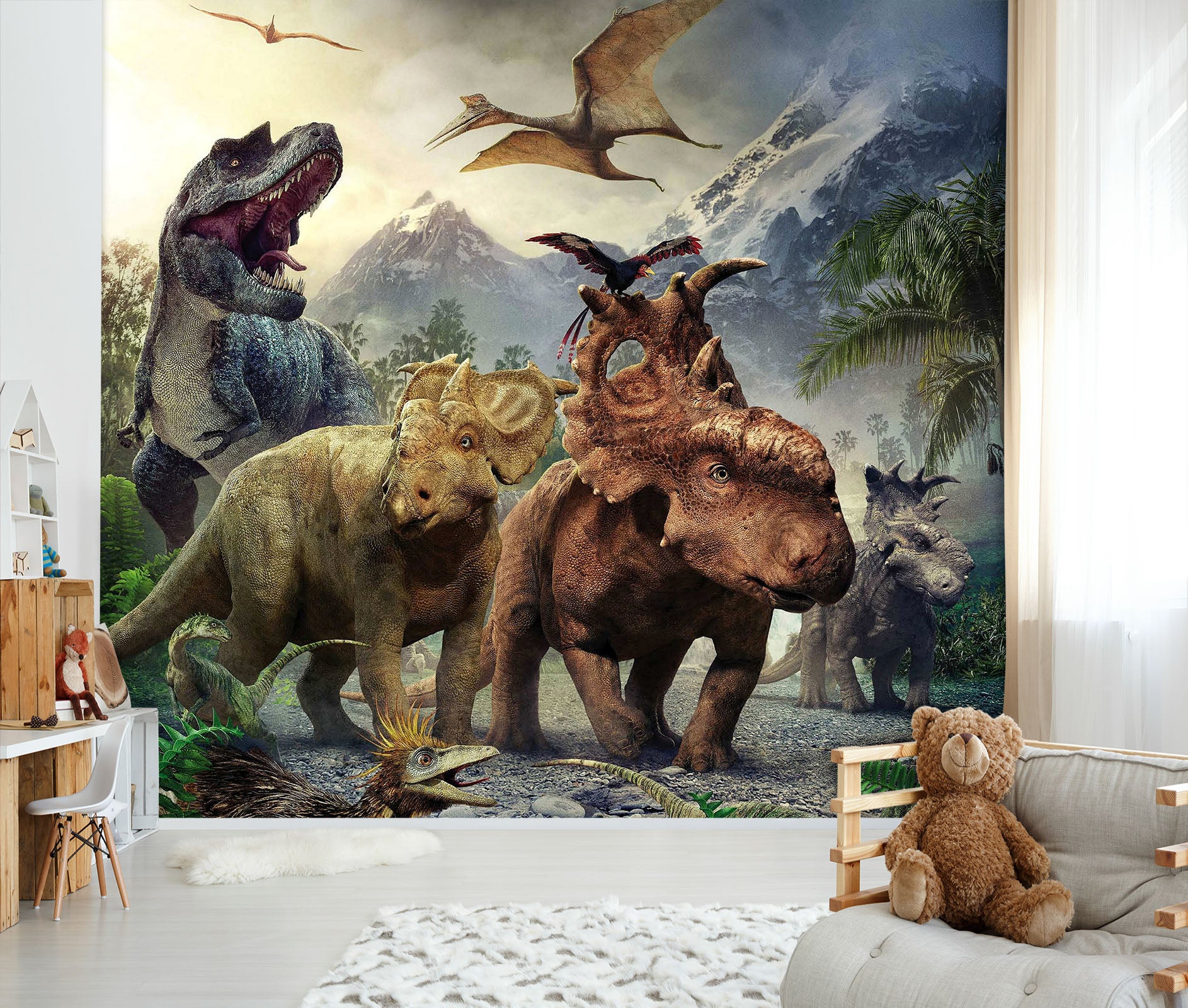 3D Dinosaur Forest 389 Wall Murals