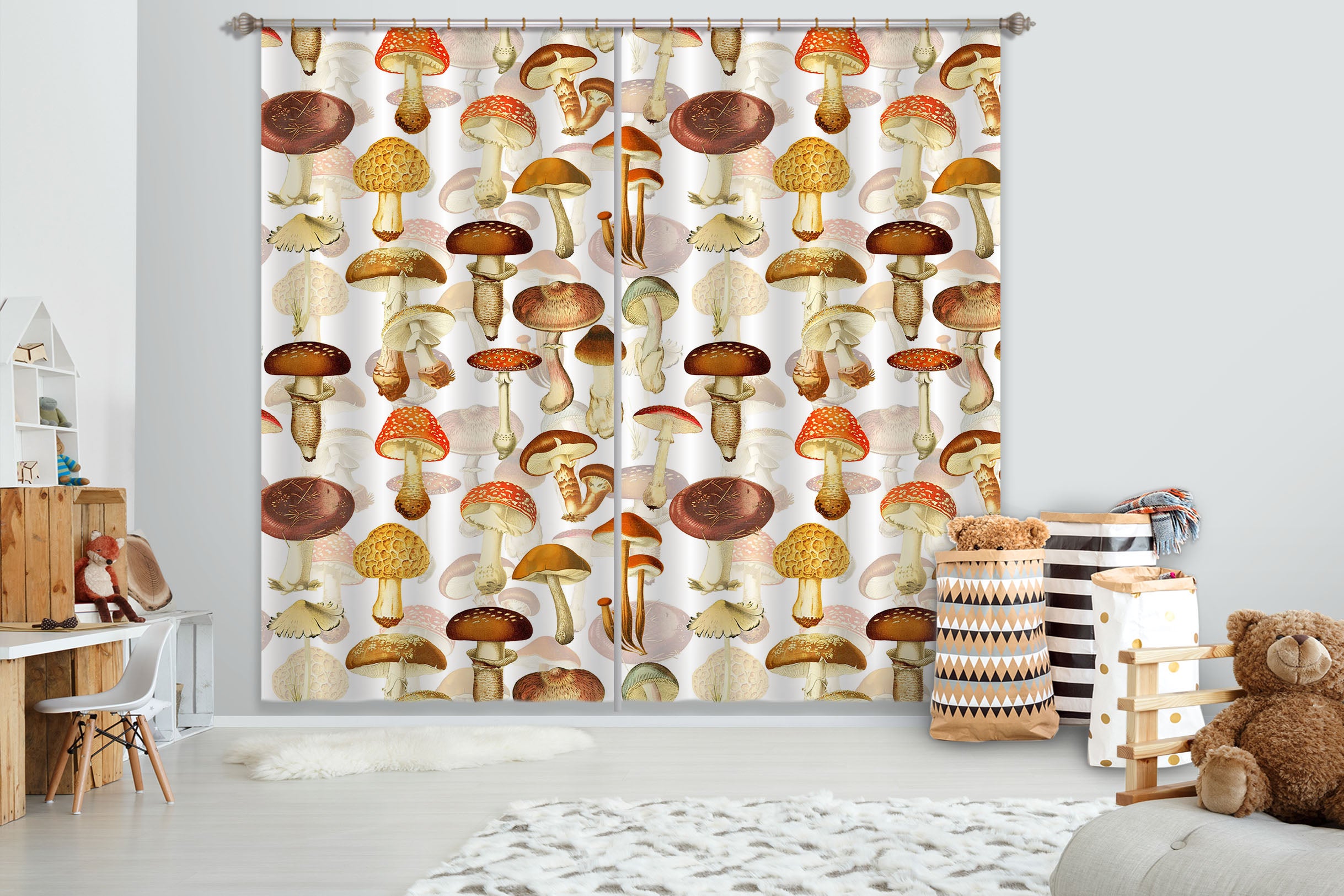3D Red Mushroom 257 Uta Naumann Curtain Curtains Drapes