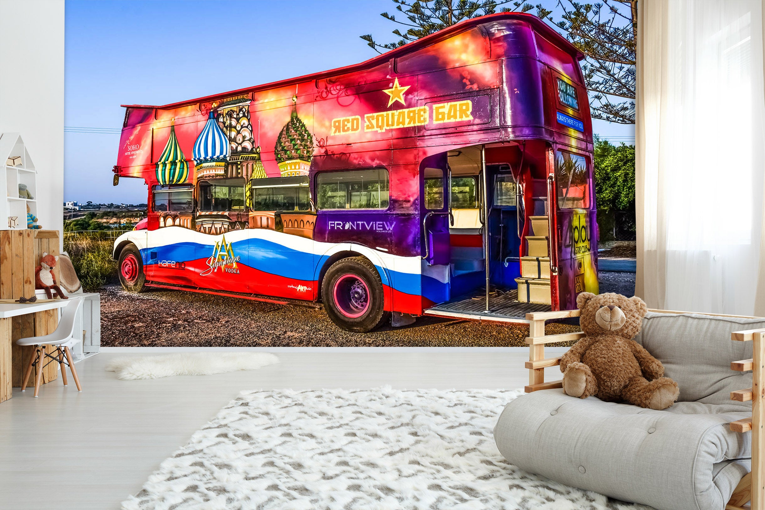 3D Graffiti Bus Bar 002 Vehicle Wall Murals