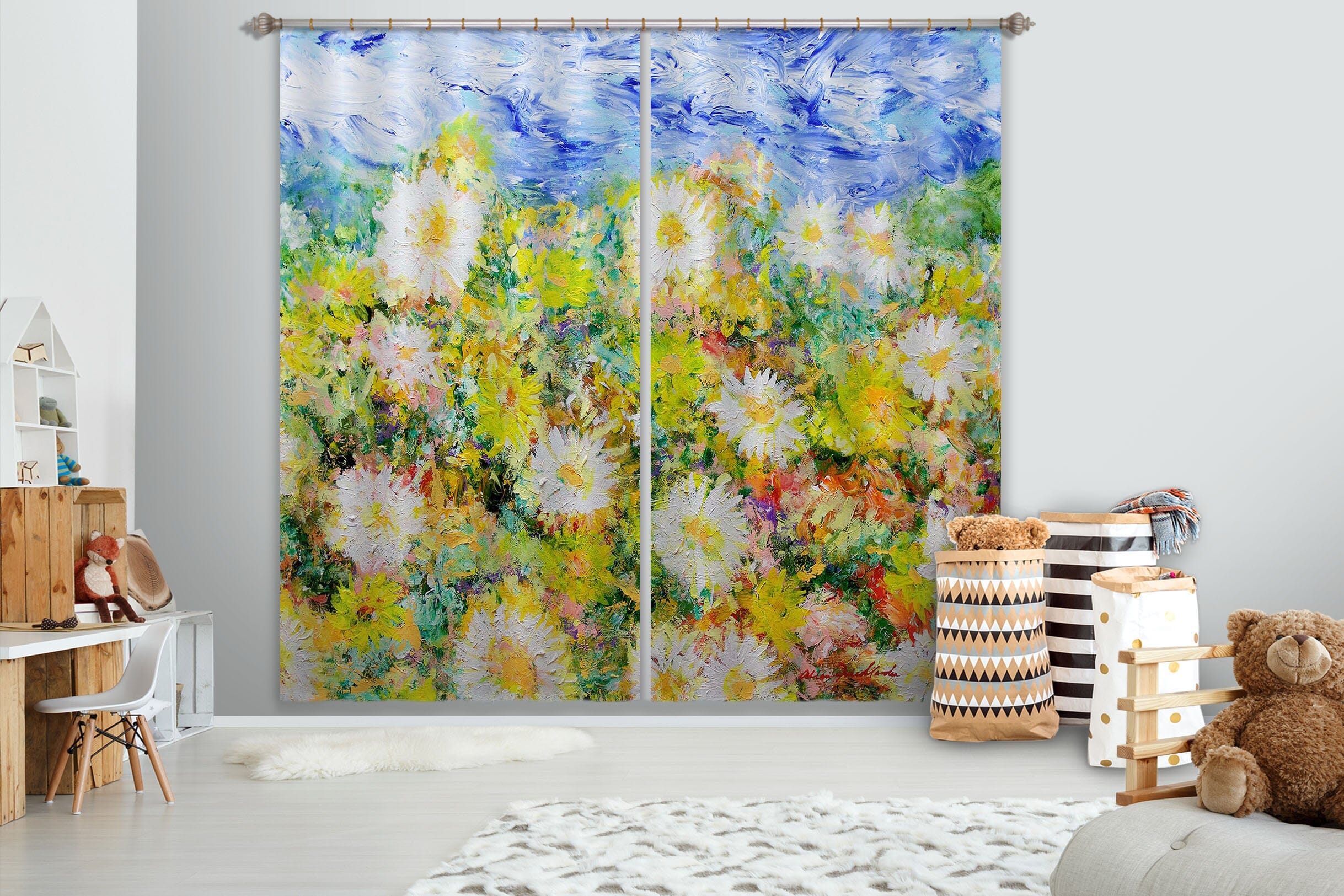 3D Little Chrysanthemum 265 Allan P. Friedlander Curtain Curtains Drapes Curtains AJ Creativity Home 