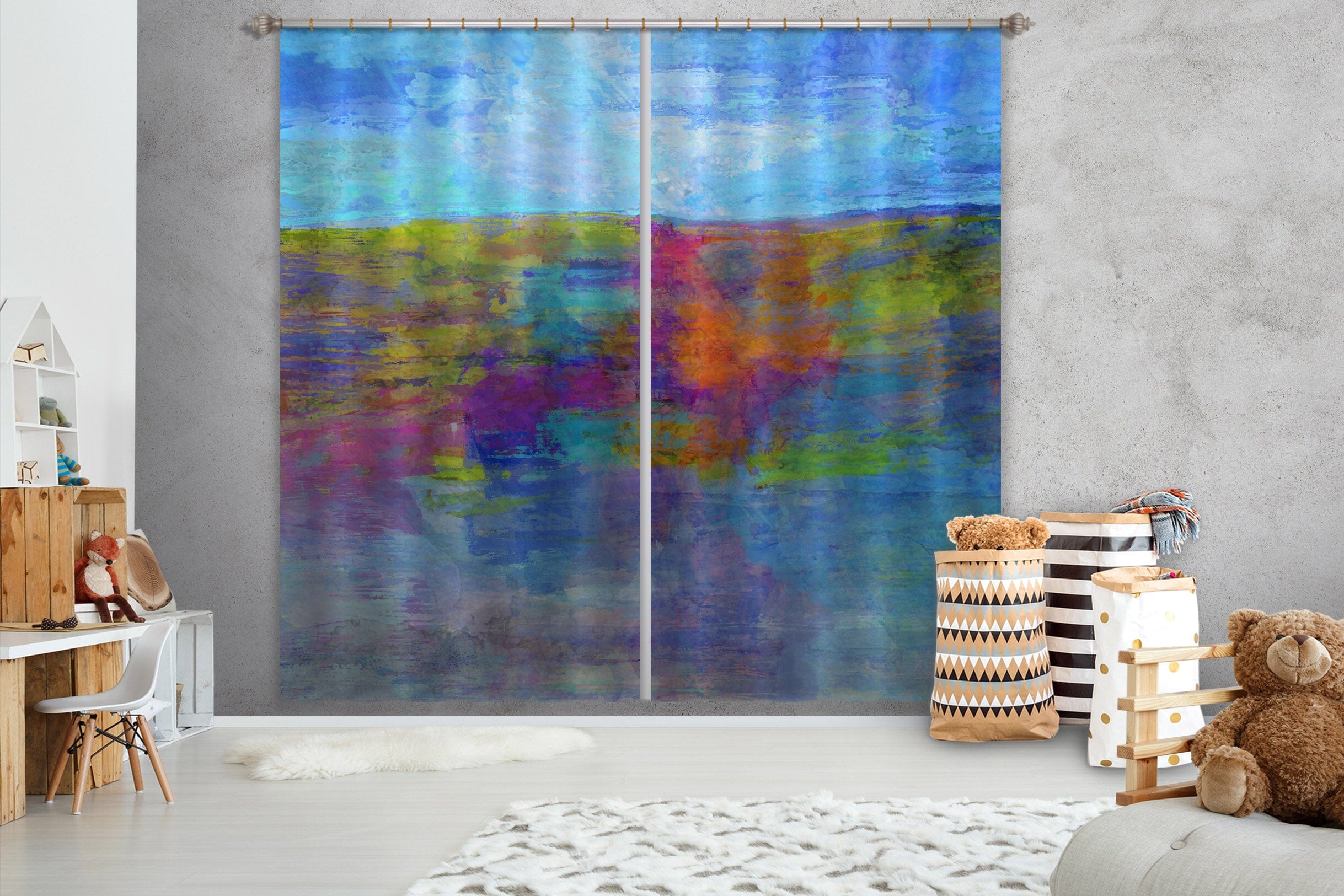 3D Colored Grassland 055 Michael Tienhaara Curtain Curtains Drapes Curtains AJ Creativity Home 