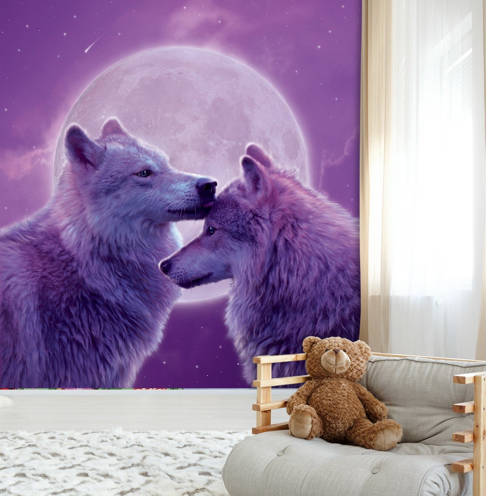 3D Loving Wolves 1427 Wall Murals Exclusive Designer Vincent Wallpaper AJ Wallpaper 2 