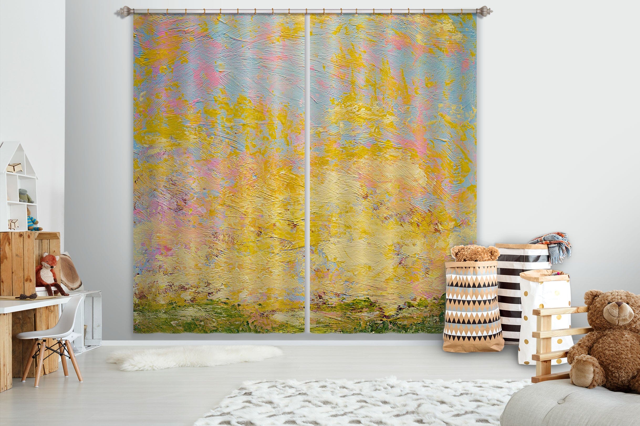 3D Yellow Graffiti 185 Allan P. Friedlander Curtain Curtains Drapes Curtains AJ Creativity Home 