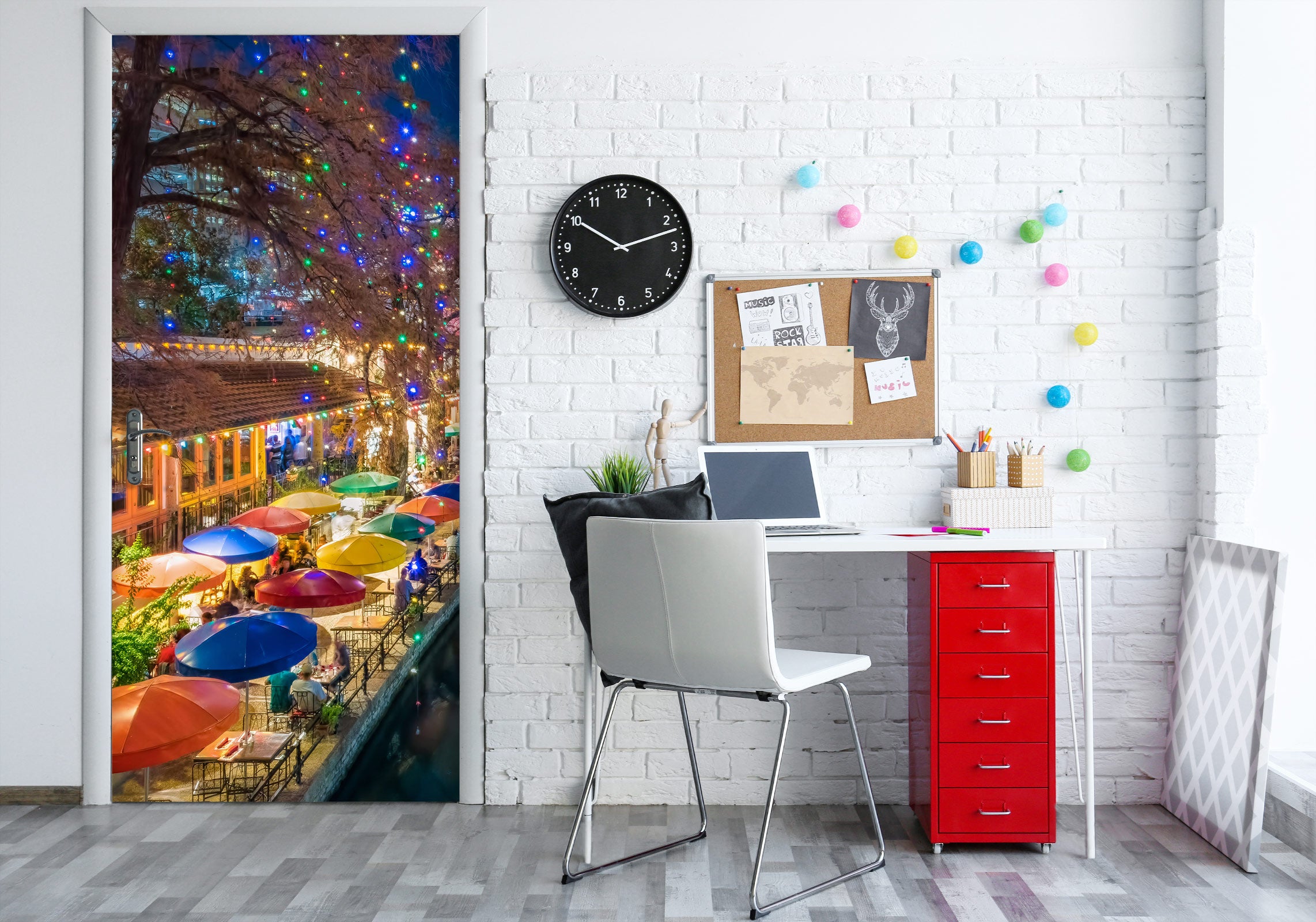 3D Colorful Umbrella 10817 Beth Sheridan Door Mural