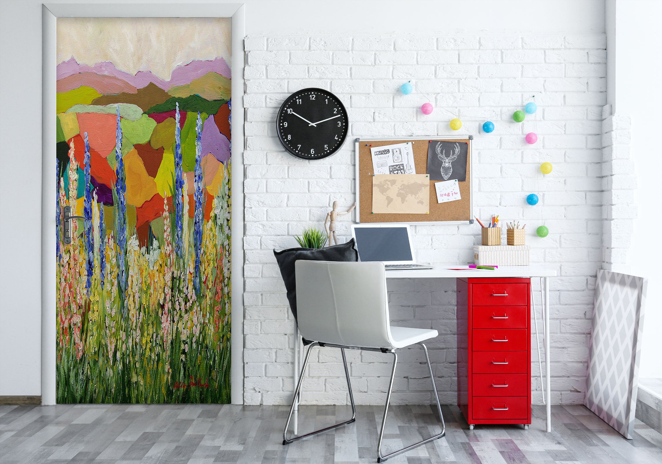 3D Grass Mountain Color Block 93179 Allan P. Friedlander Door Mural