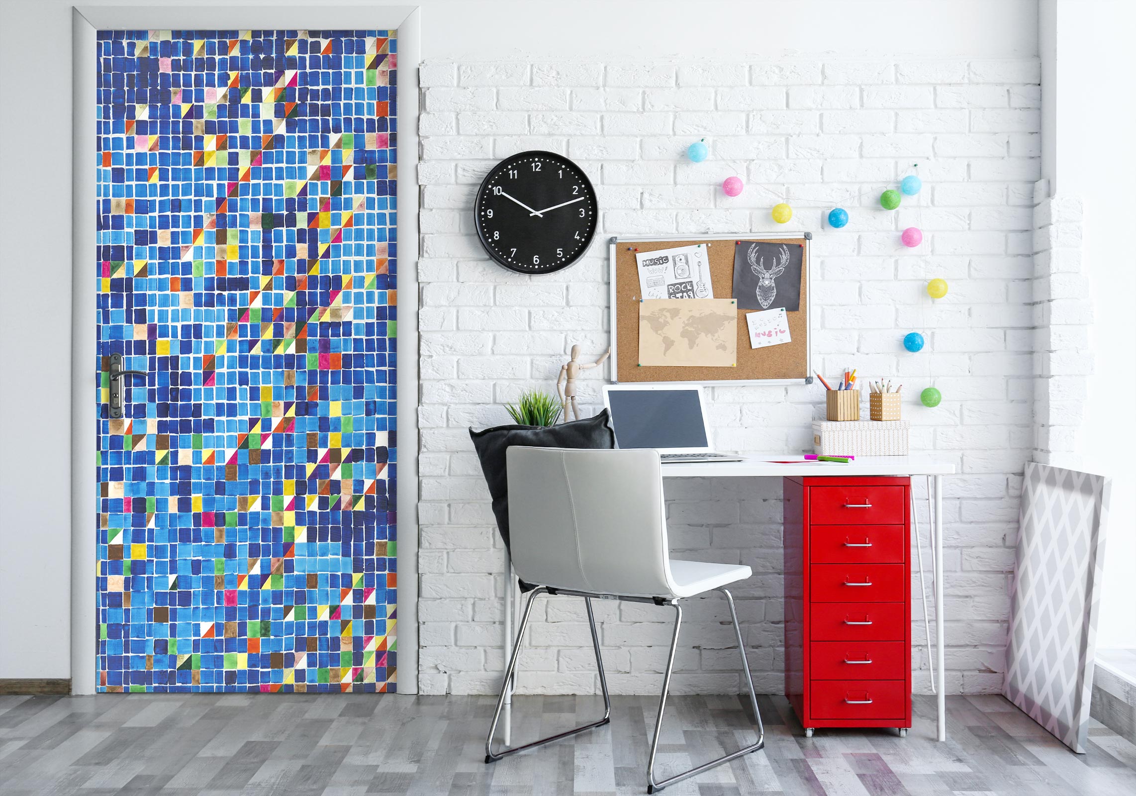 3D Blue Colored Mosaic Tiles 93223 Allan P. Friedlander Door Mural