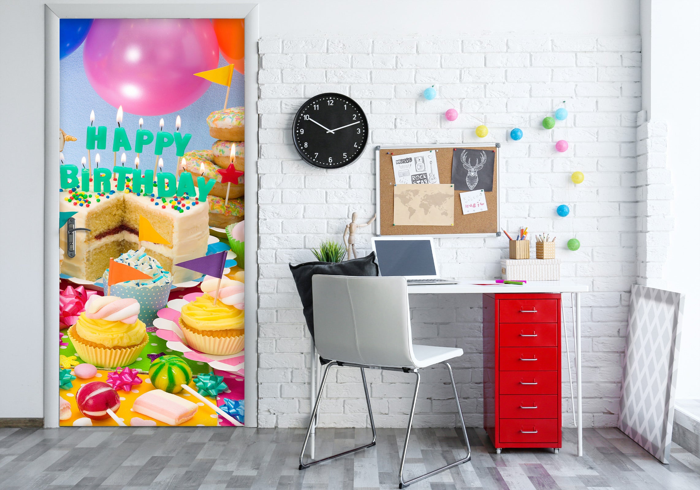 3D Birthday Cake 10747 Assaf Frank Door Mural
