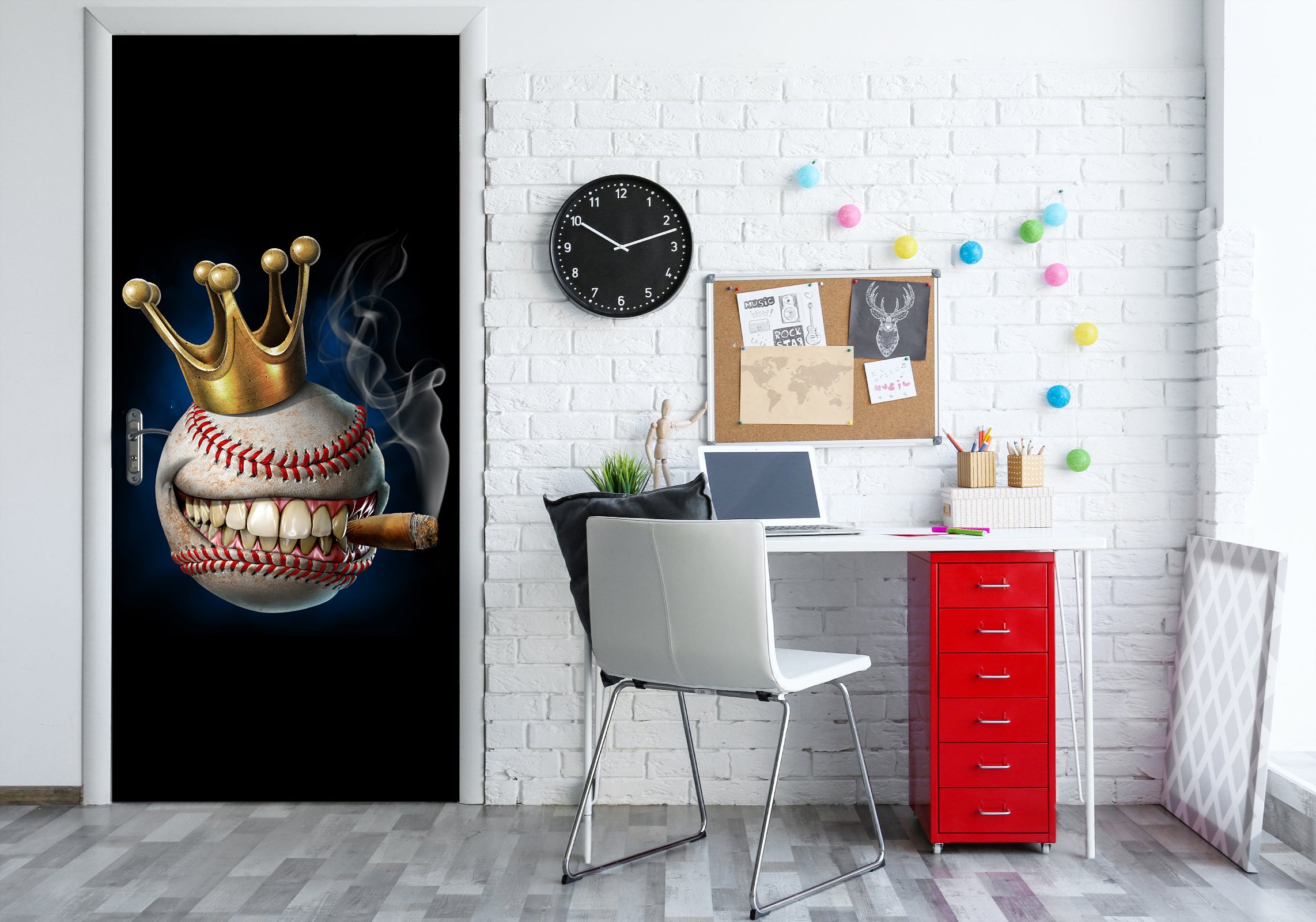 3D Crown Baseball 615 Tom Wood Door Mural