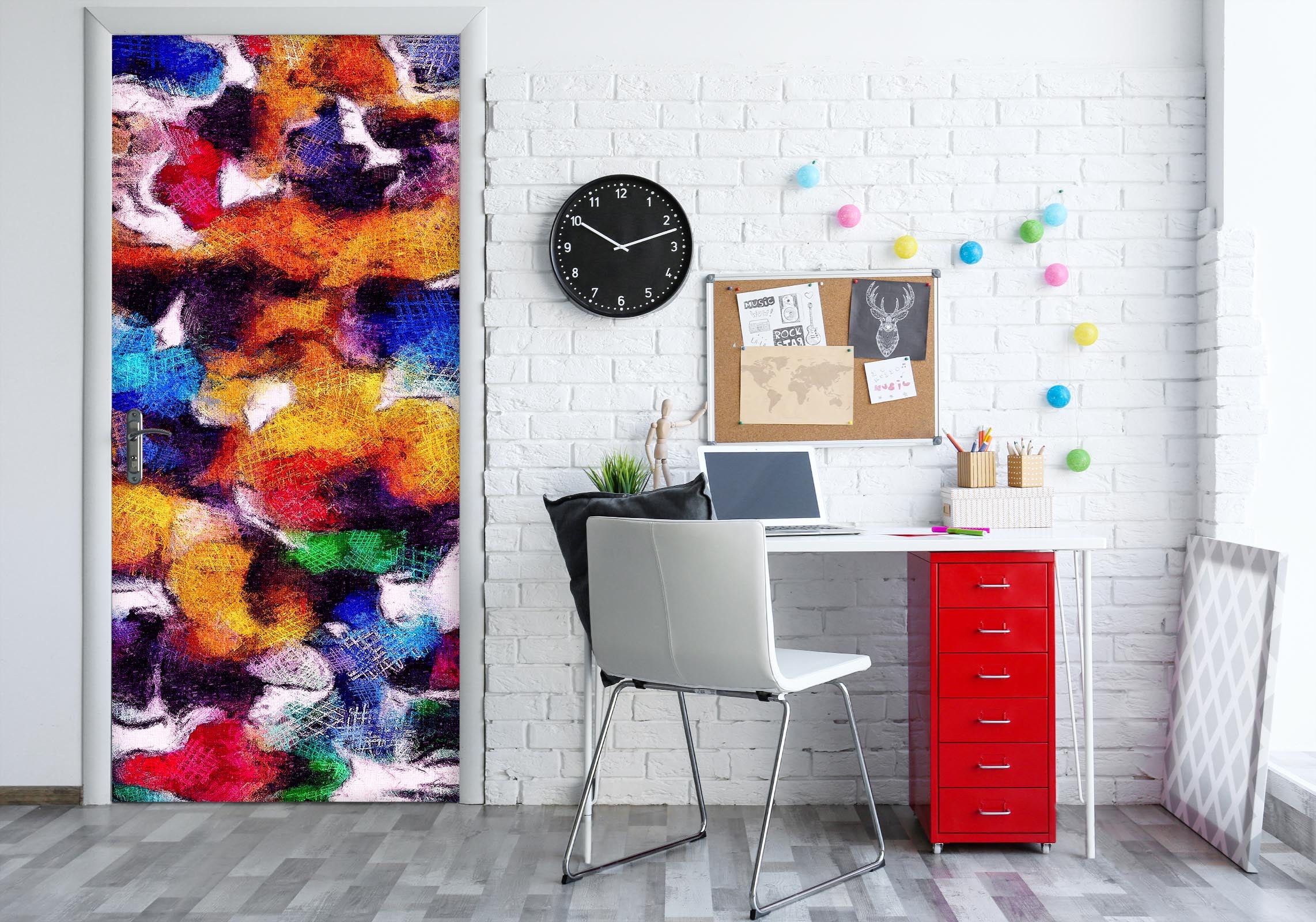 3D Multicolored Pattern 21160 Door Mural
