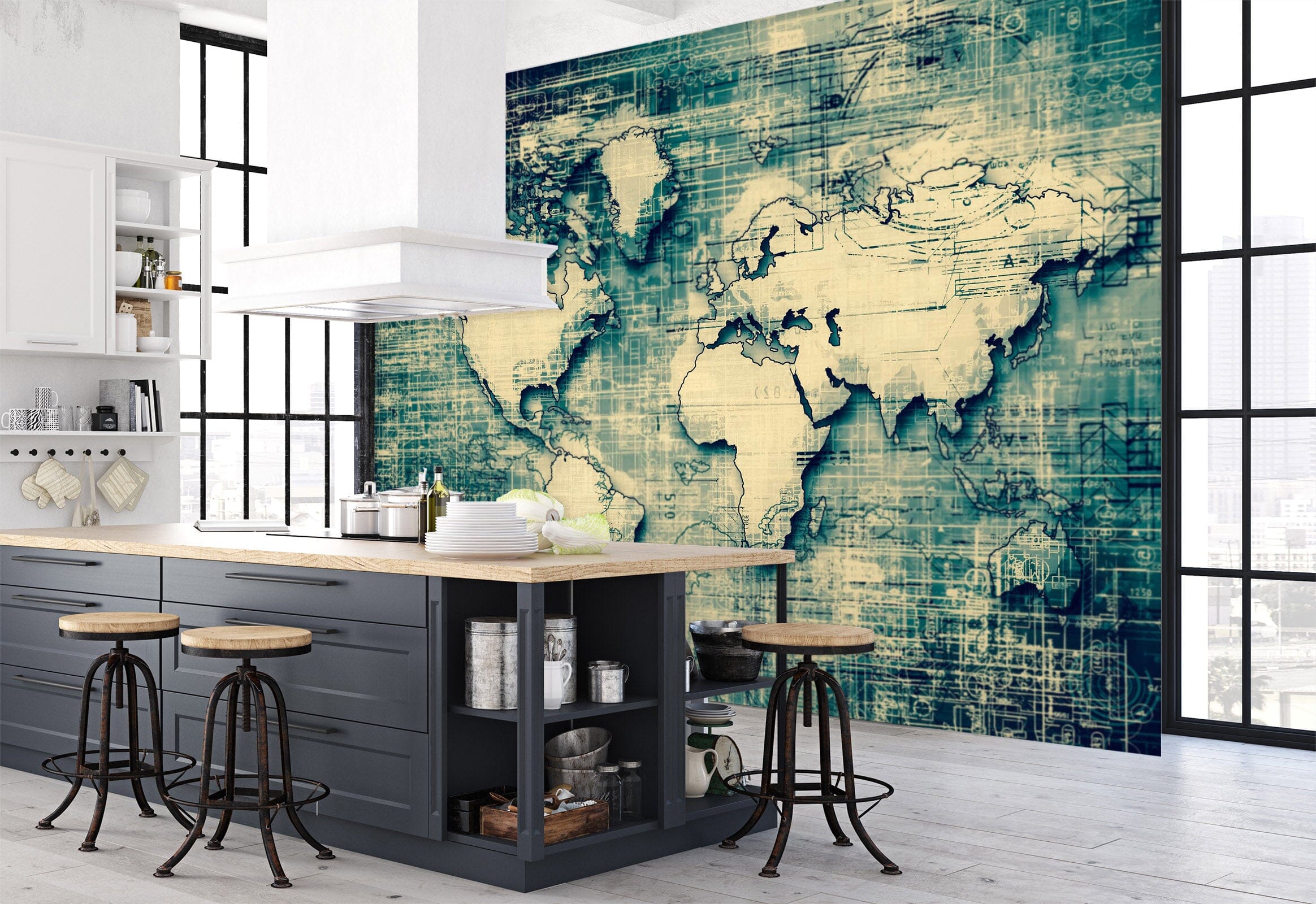 3D Abstract Pattern 2137 World Map Wall Murals Wallpaper AJ Wallpaper 2 