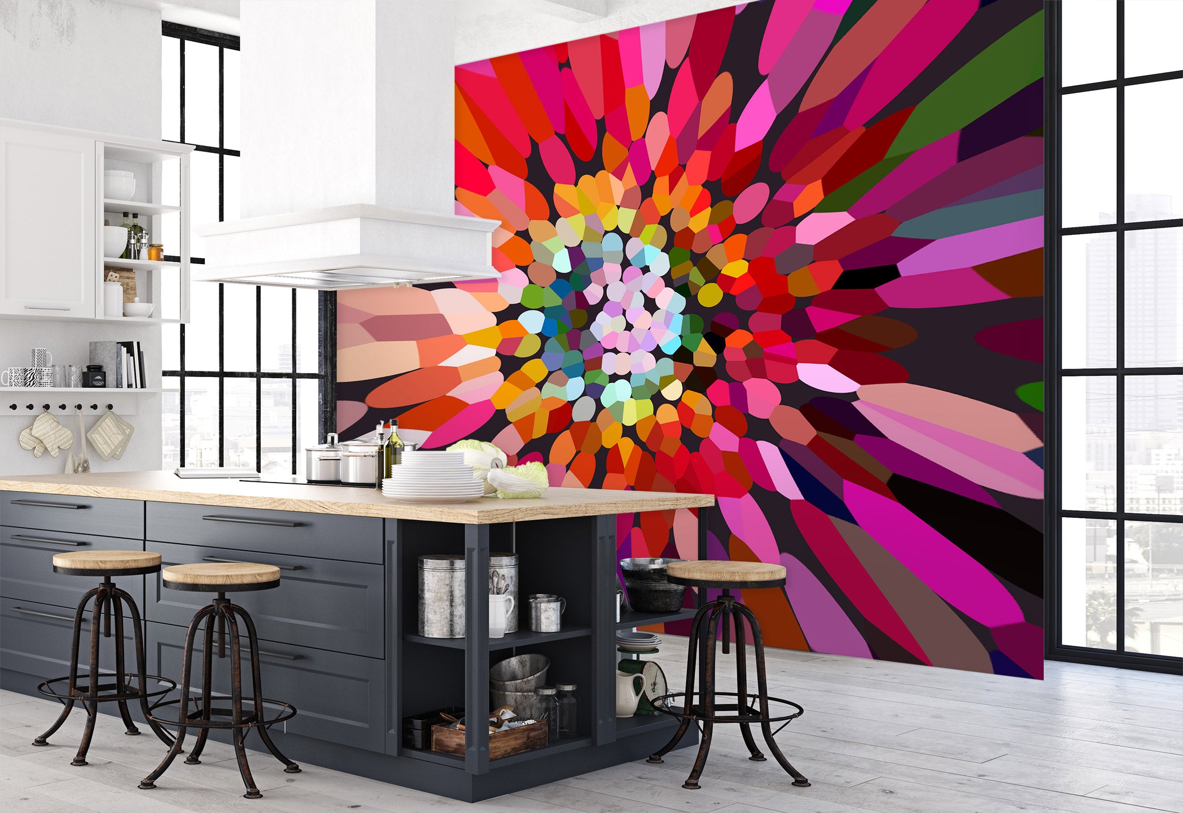 3D Pink Flower Horizontal 70111 Shandra Smith Wall Mural Wall Murals