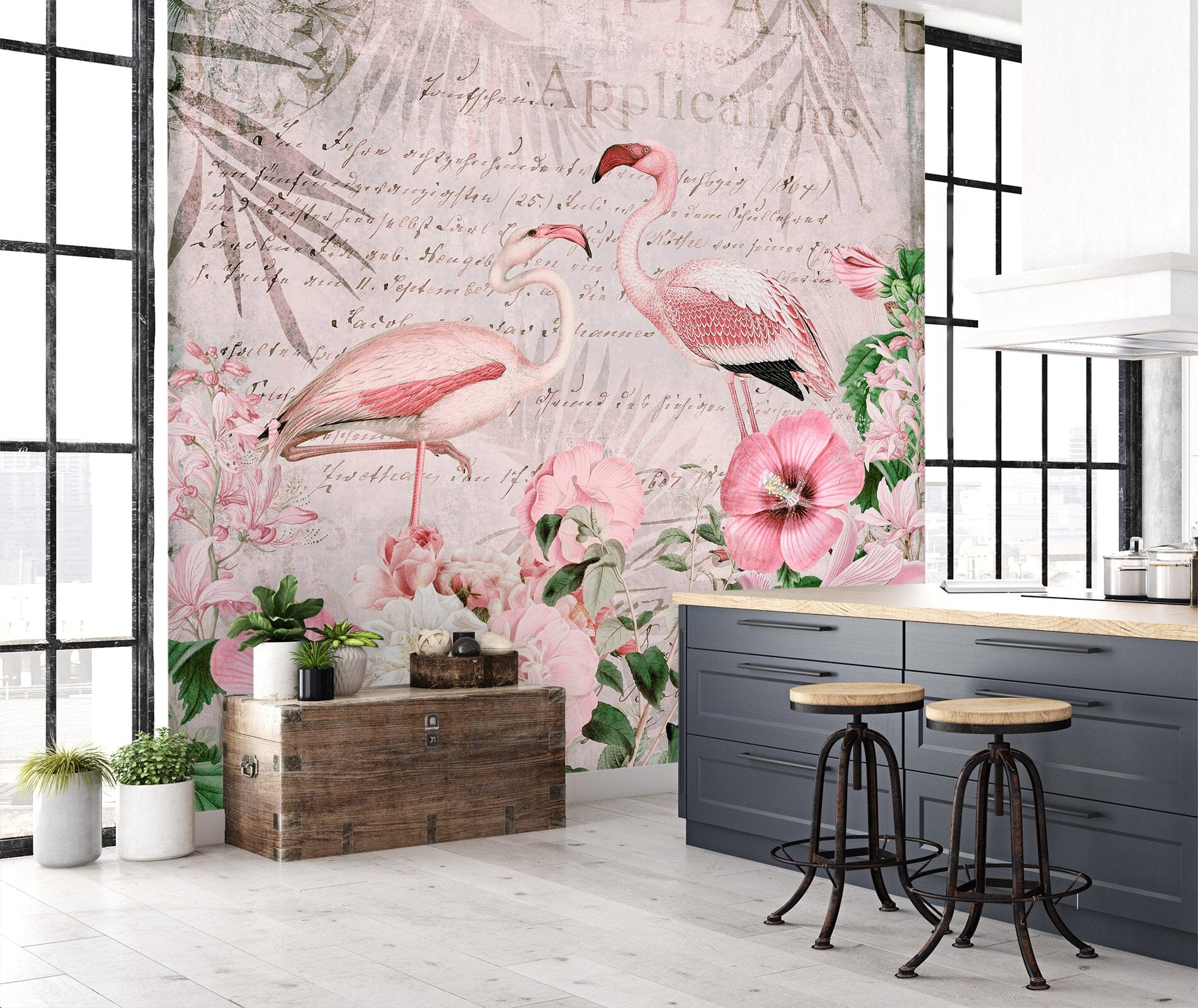 3D Pink Flamingo 1442 Andrea haase Wall Mural Wall Murals Wallpaper AJ Wallpaper 2 