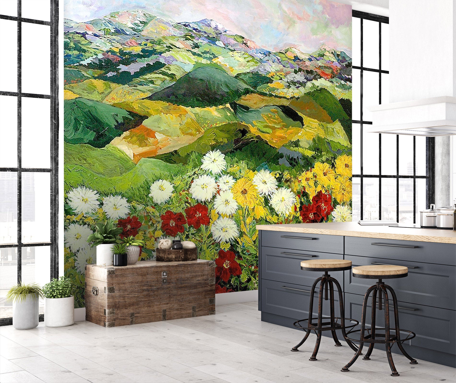 3D White Chrysanthemum 143 Allan P. Friedlander Wall Mural Wall Murals
