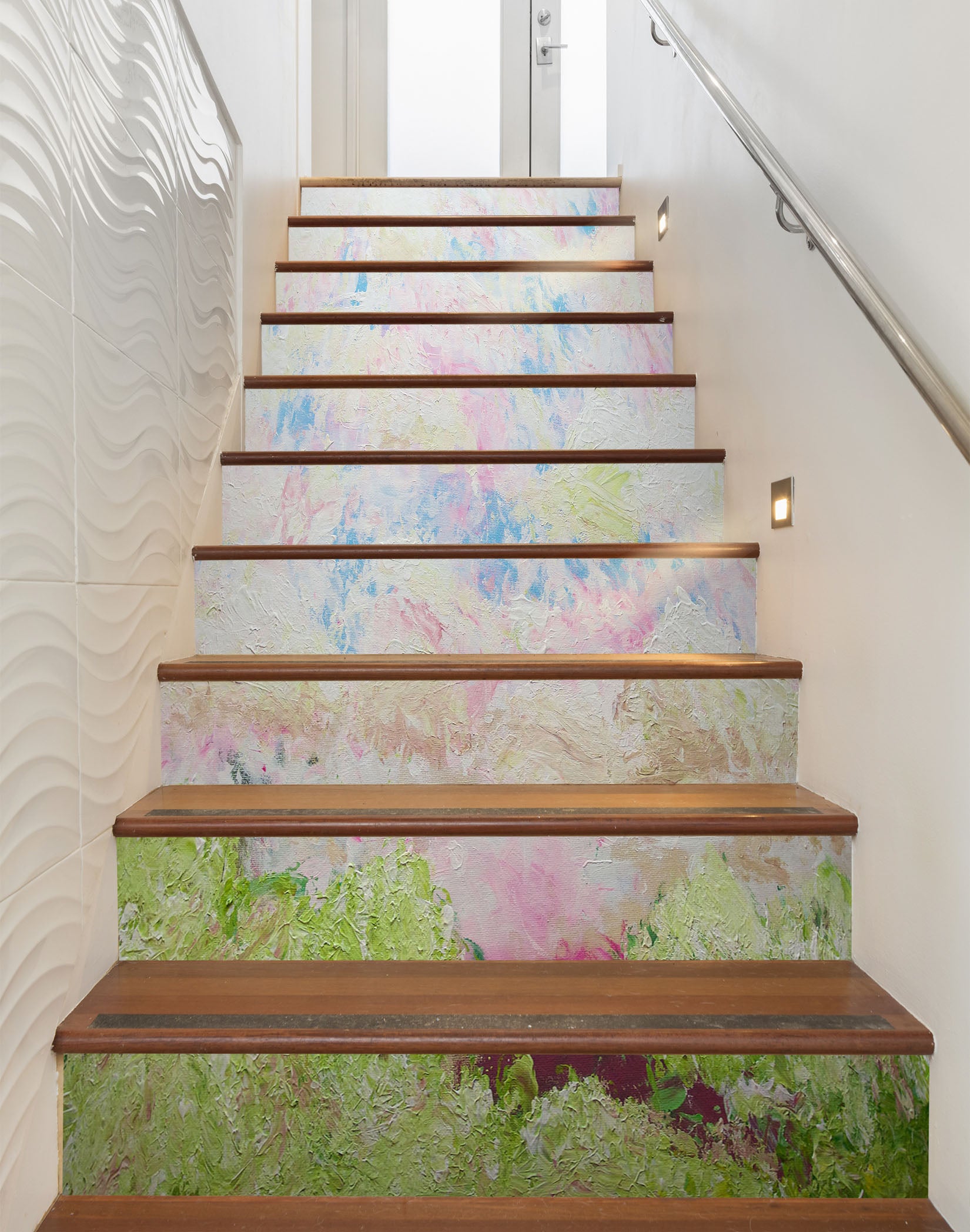 3D Grass Pink Flower Painting 96133 Allan P. Friedlander Stair Risers