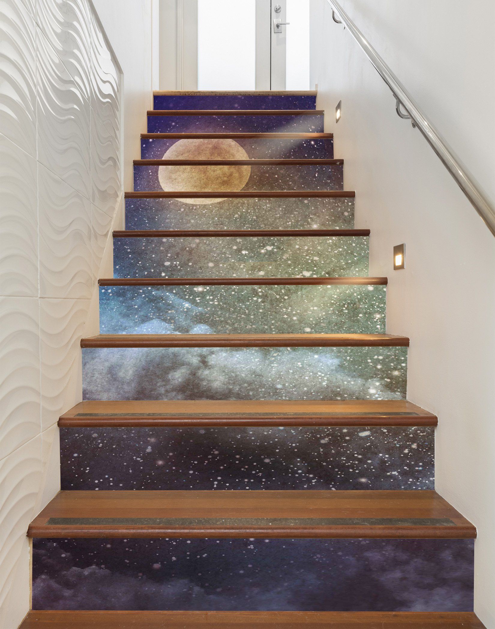3D Night Sky 9435 Stair Risers Wallpaper AJ Wallpaper 