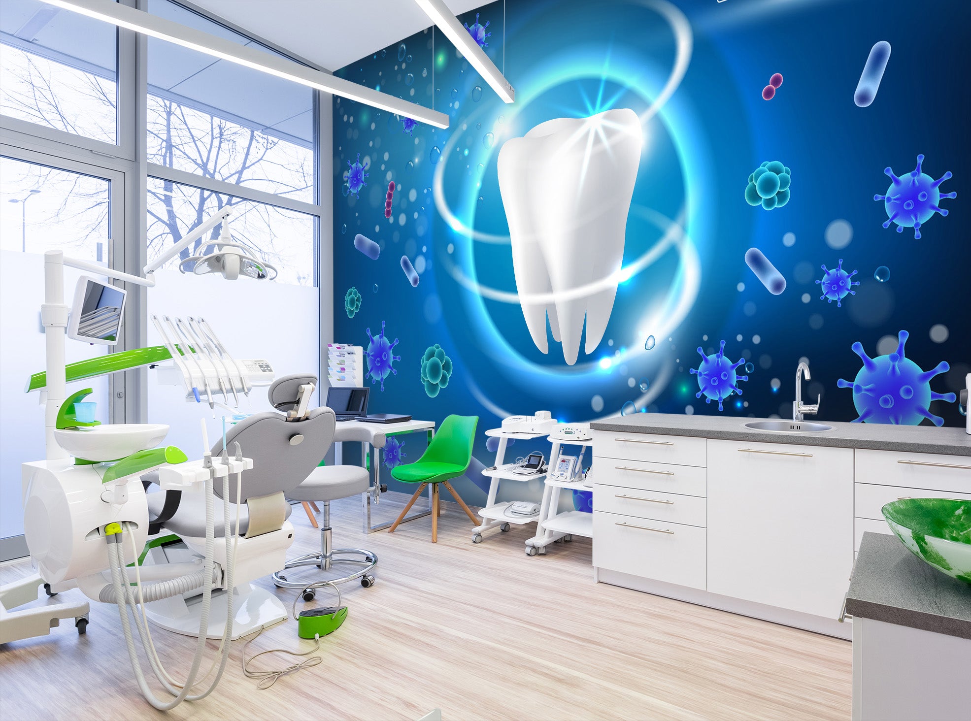 3D Big White Tteeth 332 Wall Murals